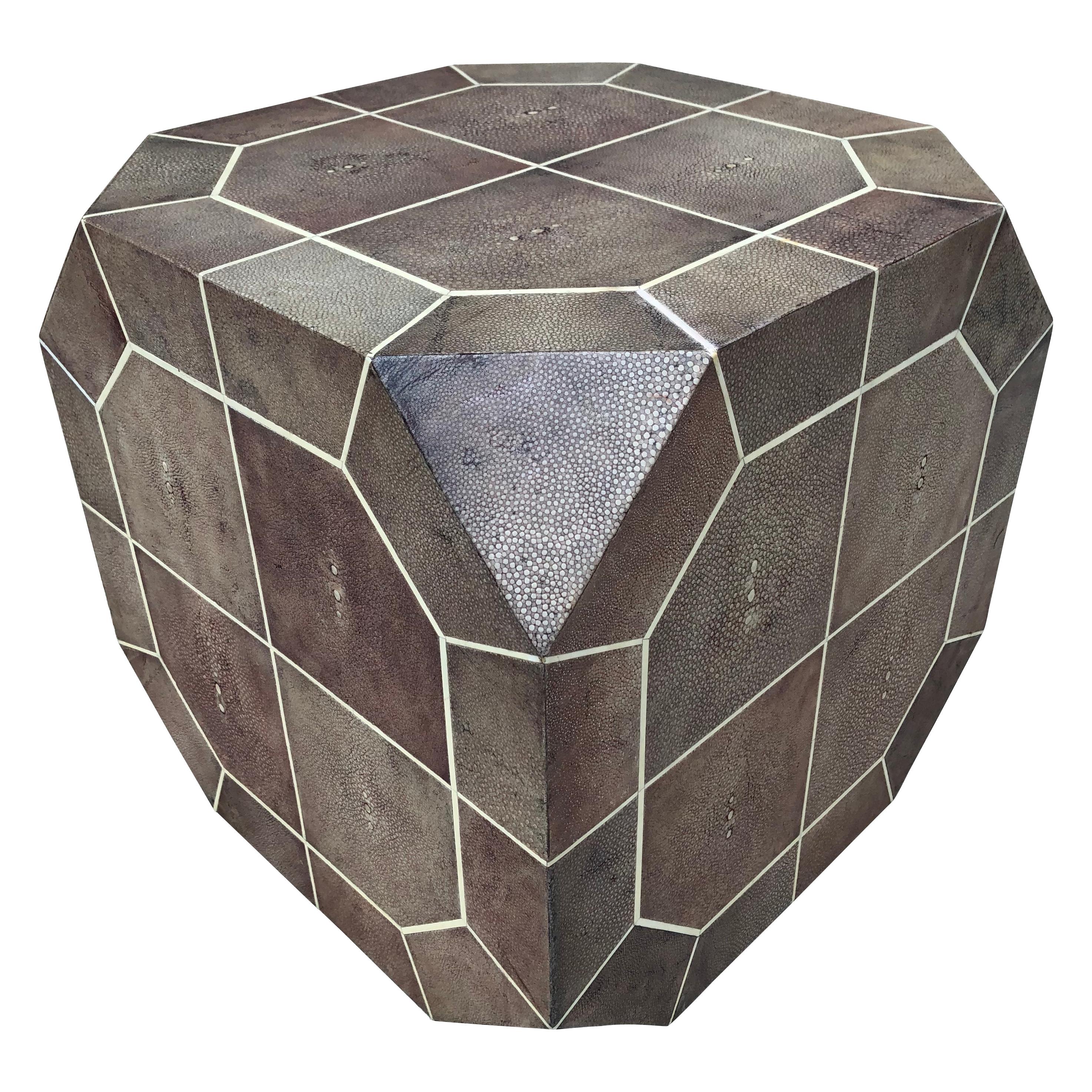 Ron Seff Shagreen Bone Inlaid Dice Shaped Table For Sale