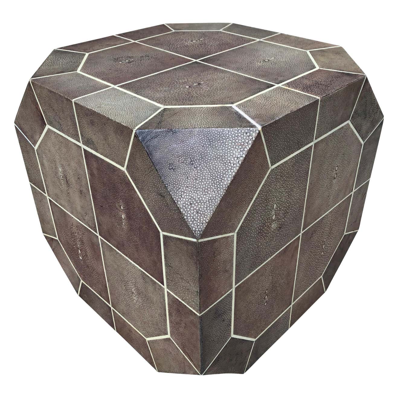 Ron Seff Shagreen Bone Inlaid Dice Shaped Table For Sale at 1stDibs