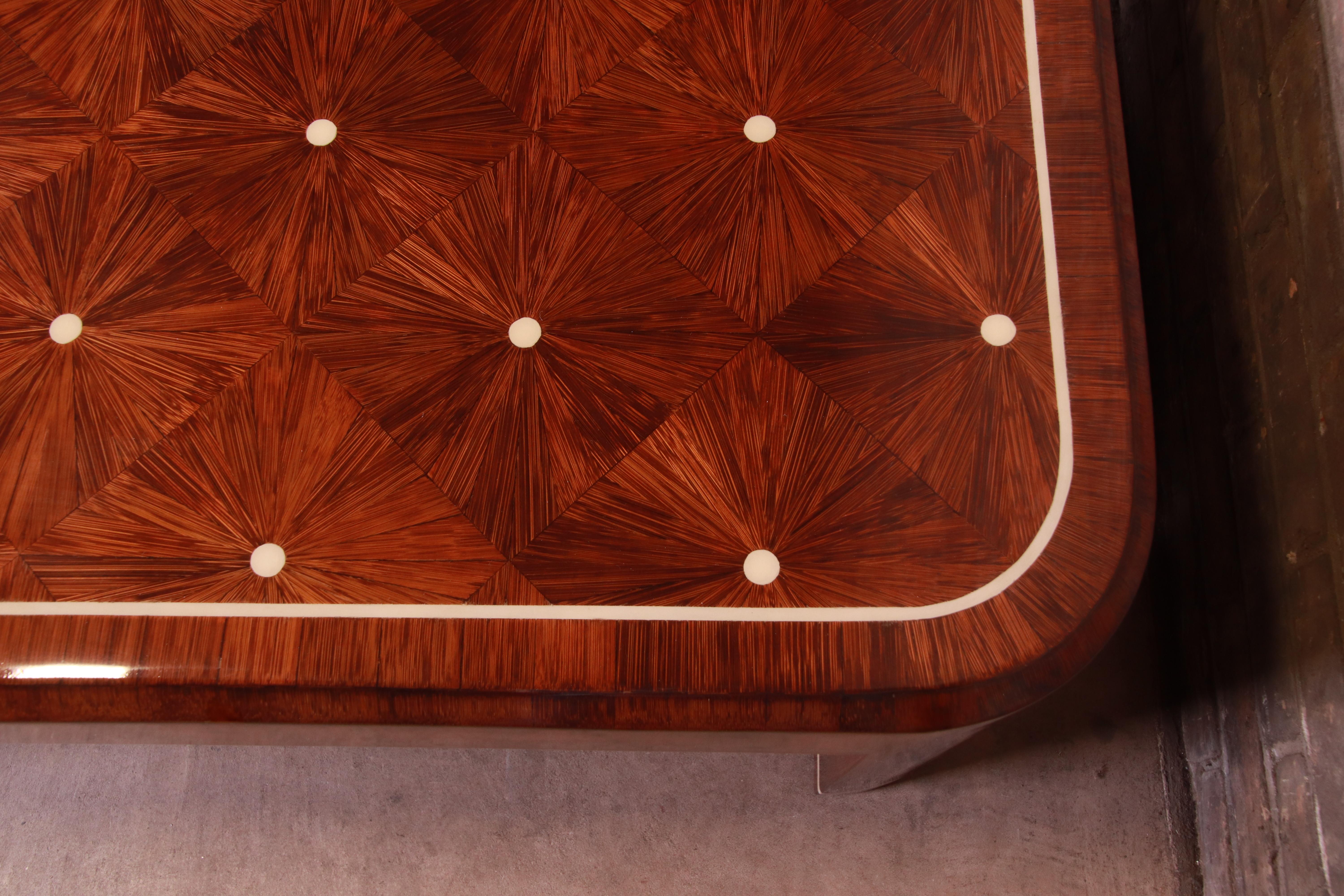 20th Century Ron Seff Starburst Marquetry Cocktail Table, Newly Restored For Sale