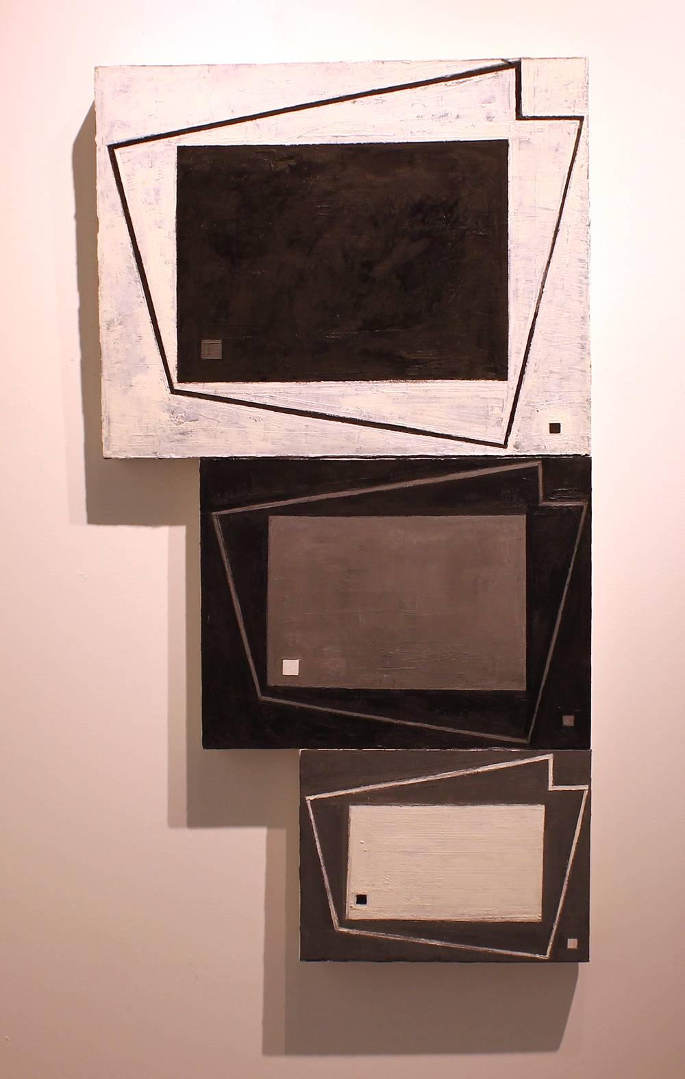 Untitled #4-99, oil painting on three canvases - Painting by Ron Shuebrook