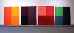 Vintage Untitled Red Crimson Pink, abstract acrylic, polyfilla and oil painting