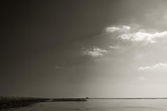 Day into Night, Forsythe Wildlife Refuge: large black & white landscape photo