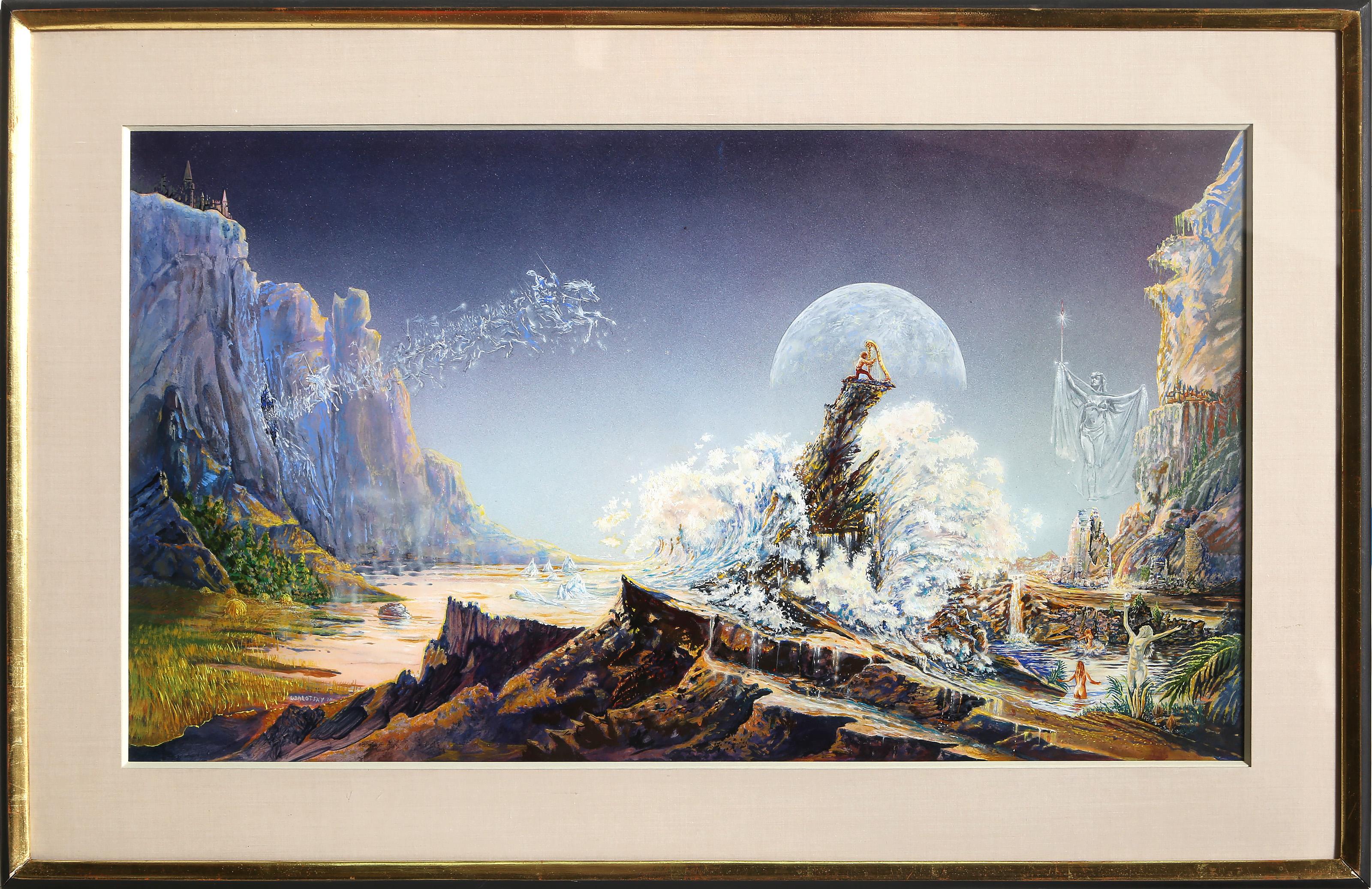 Harp Player, Surrealist Mixed Media by Ron Walotsky