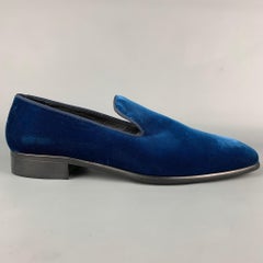 RON WHITE Size 10.5 Blue Velvet Slip On Loafers