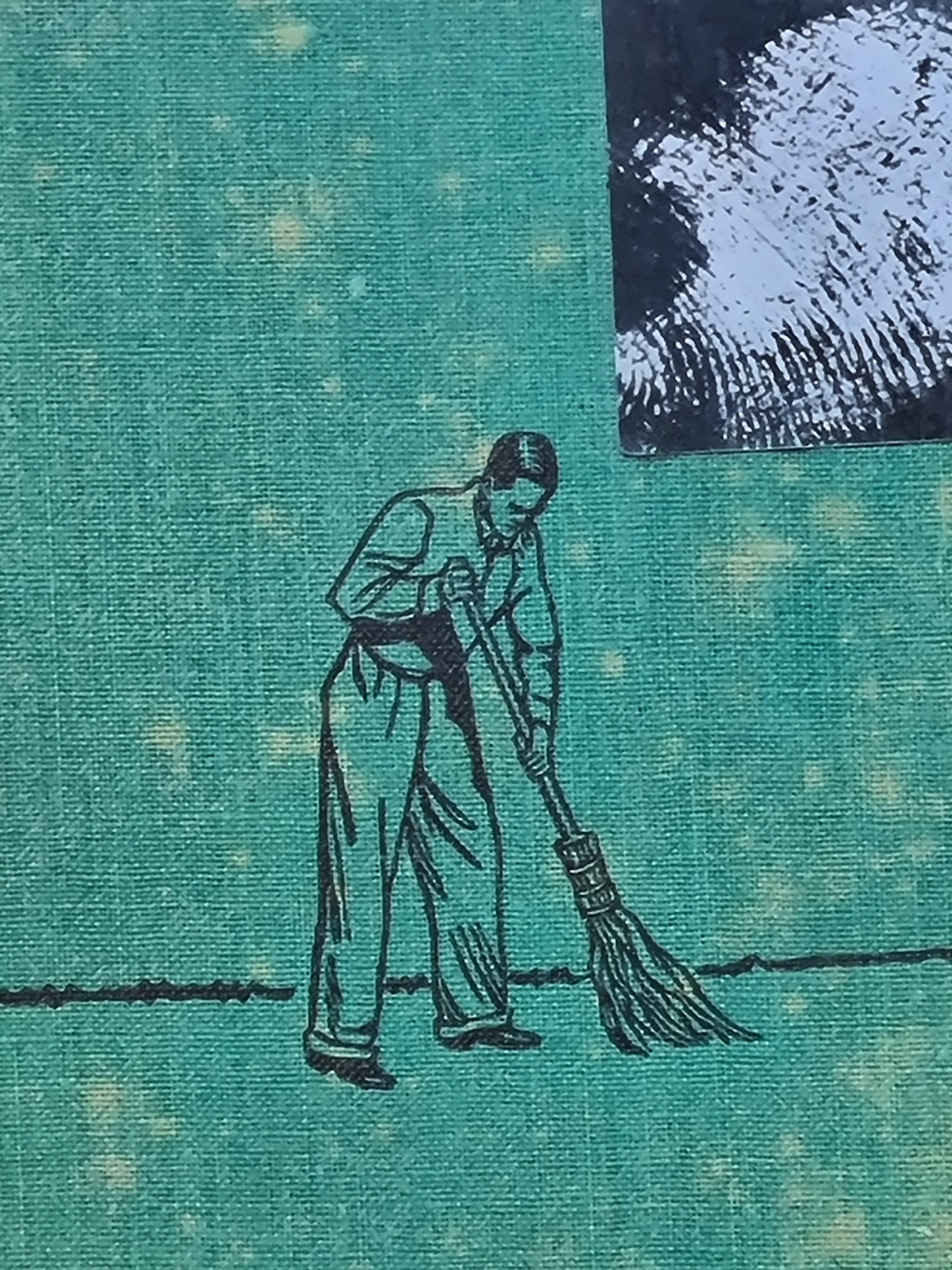 „Dust my Broom“ (für Elmore James), Dada-Collage in Mischtechnik im Angebot 4