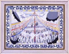 Festival Padstow Obby Oss, Cornualles, Inglaterra por Ron Wood, óleo sobre tabla