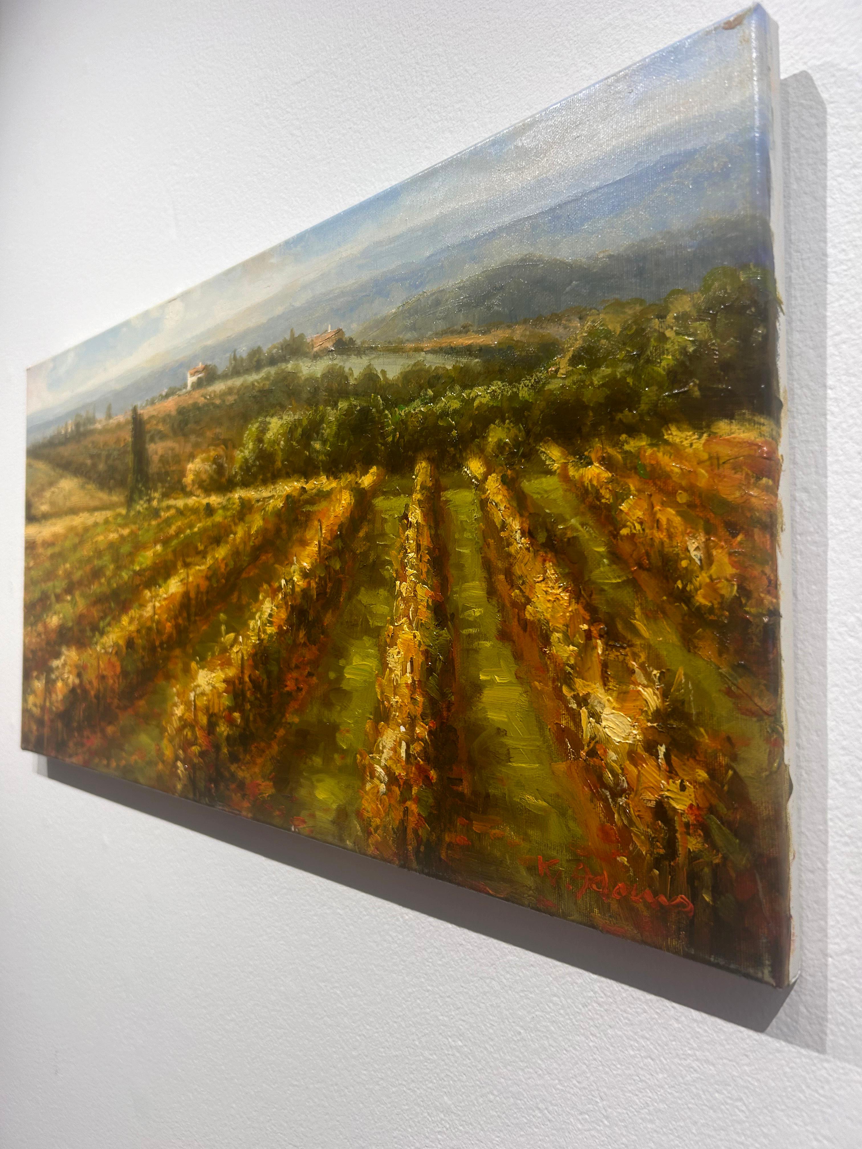 Ronald Adams, « Soirée d'été », peinture à l'huile sur toile de paysage toscan 12 x 24 en vente 2