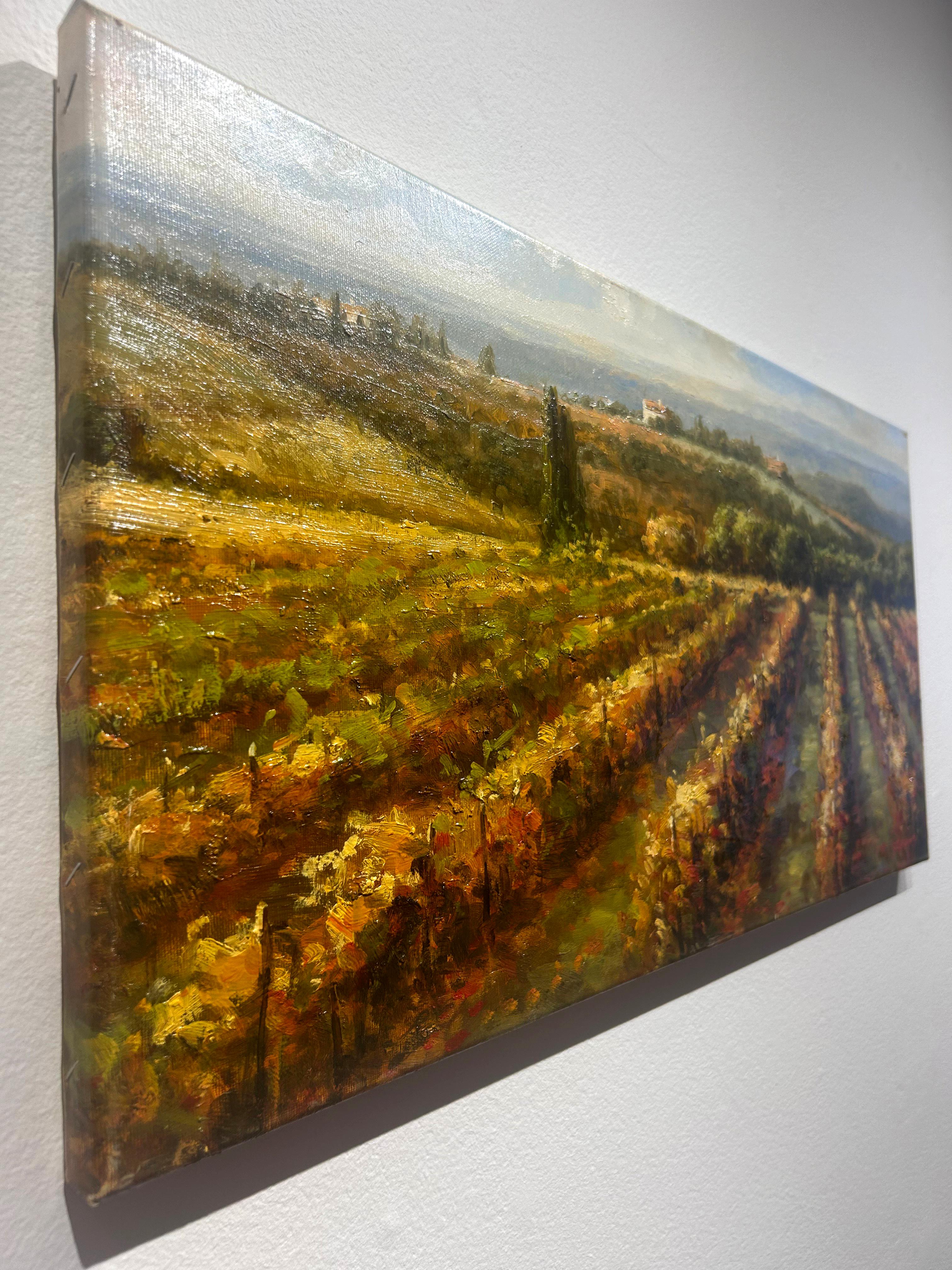 Ronald Adams, « Soirée d'été », peinture à l'huile sur toile de paysage toscan 12 x 24 en vente 3