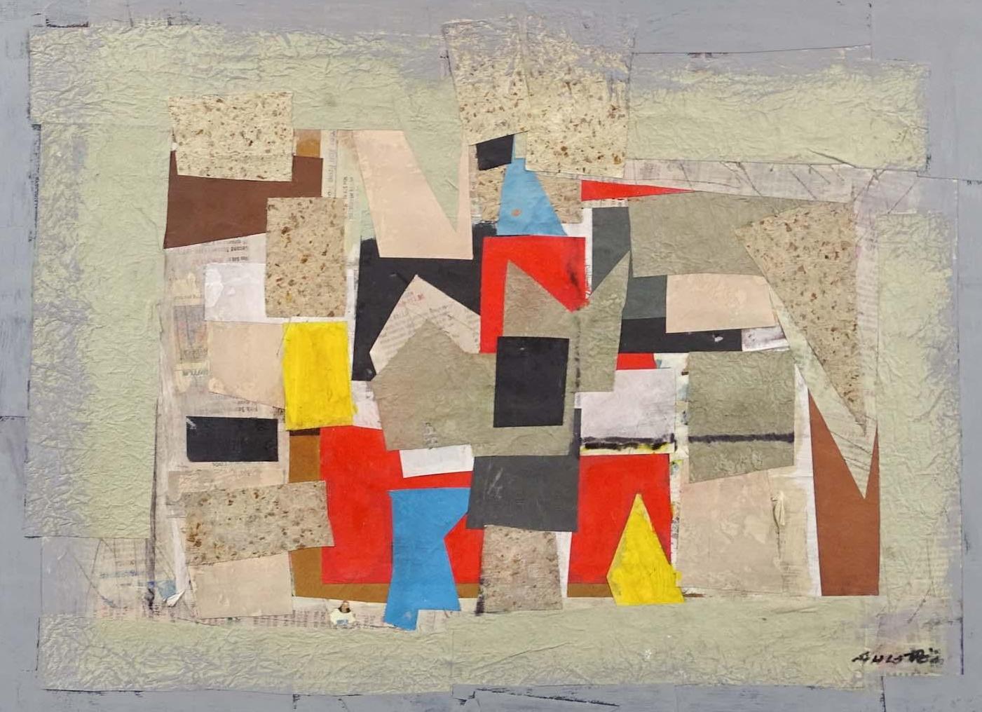 Collage - Gray Abstract Painting by Ronald Ahlstrom