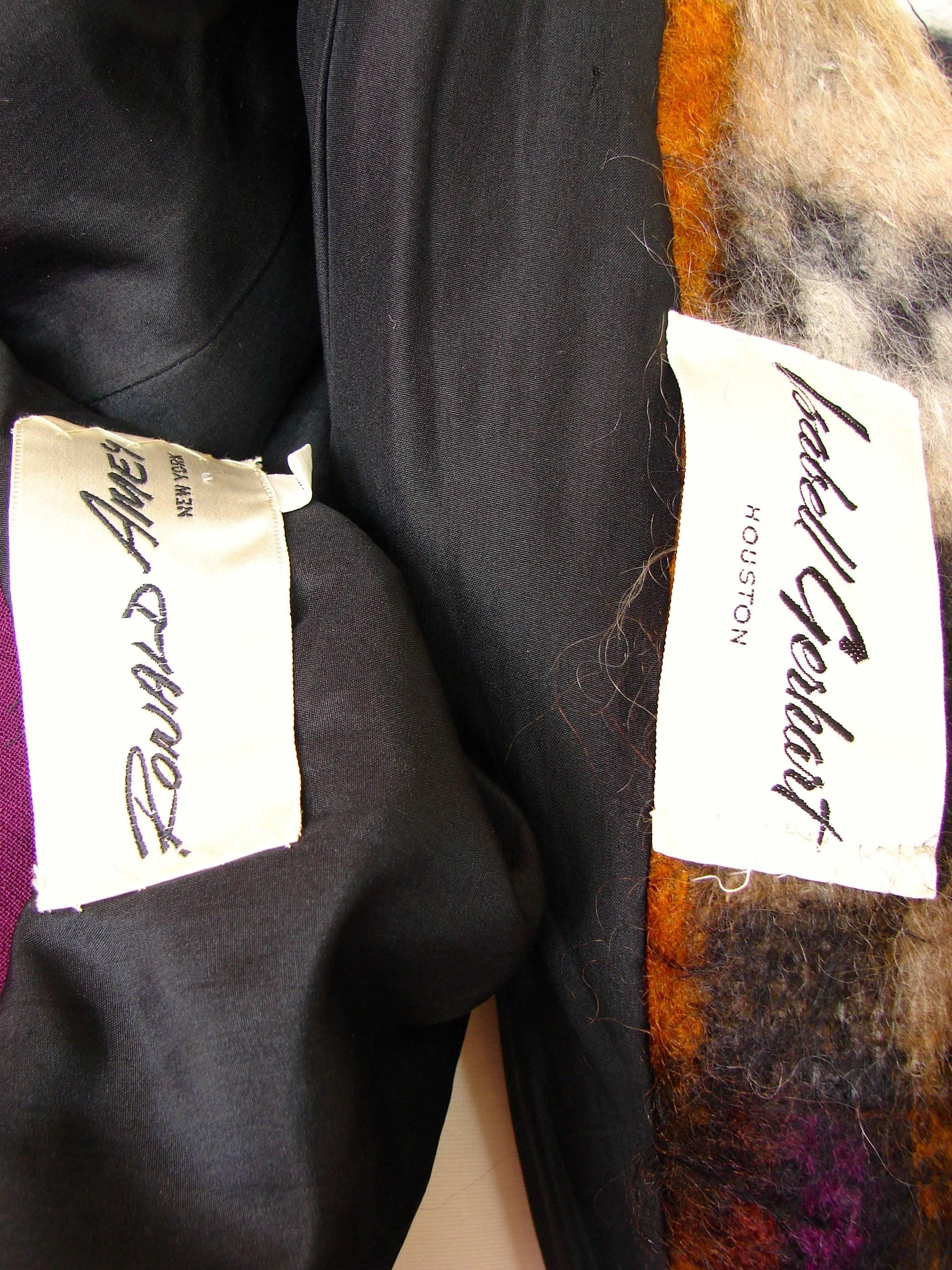 Ronald Amey Mantel aus Mohairwolle mit strukturiertem Seidenkragen und buntem, seltenem, seltenem Couture Vintage im Angebot 10