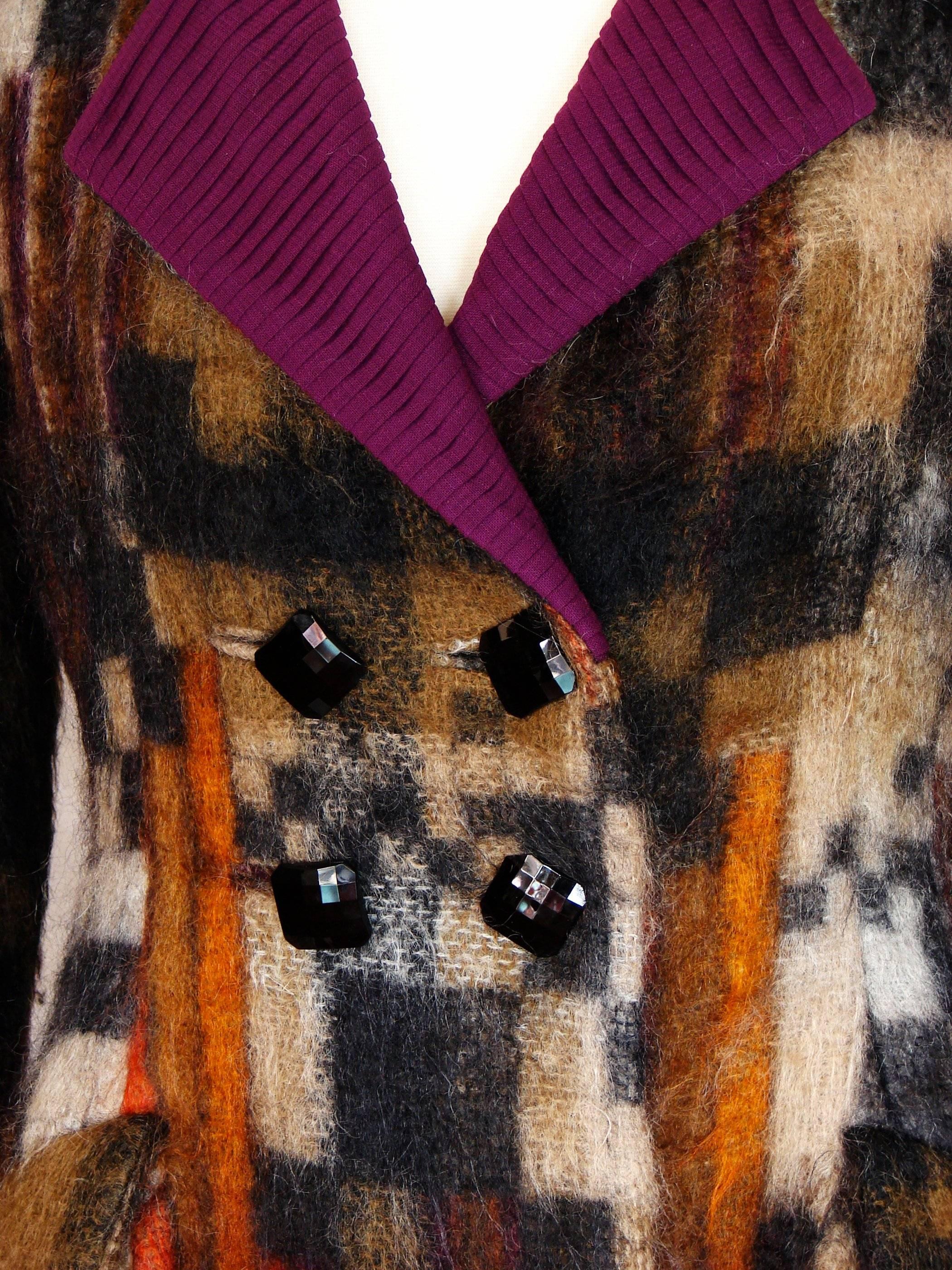 Ronald Amey Mantel aus Mohairwolle mit strukturiertem Seidenkragen und buntem, seltenem, seltenem Couture Vintage im Angebot 3