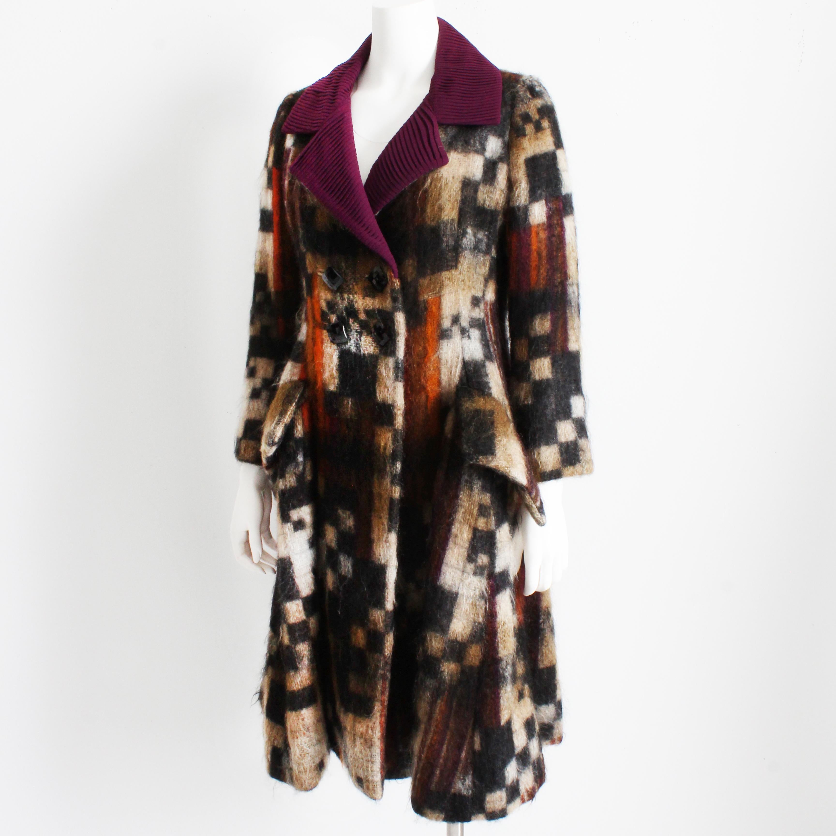 Ronald Amey Mantel aus Mohairwolle mit strukturiertem Seidenkragen und buntem, seltenem, seltenem Couture Vintage im Angebot 4