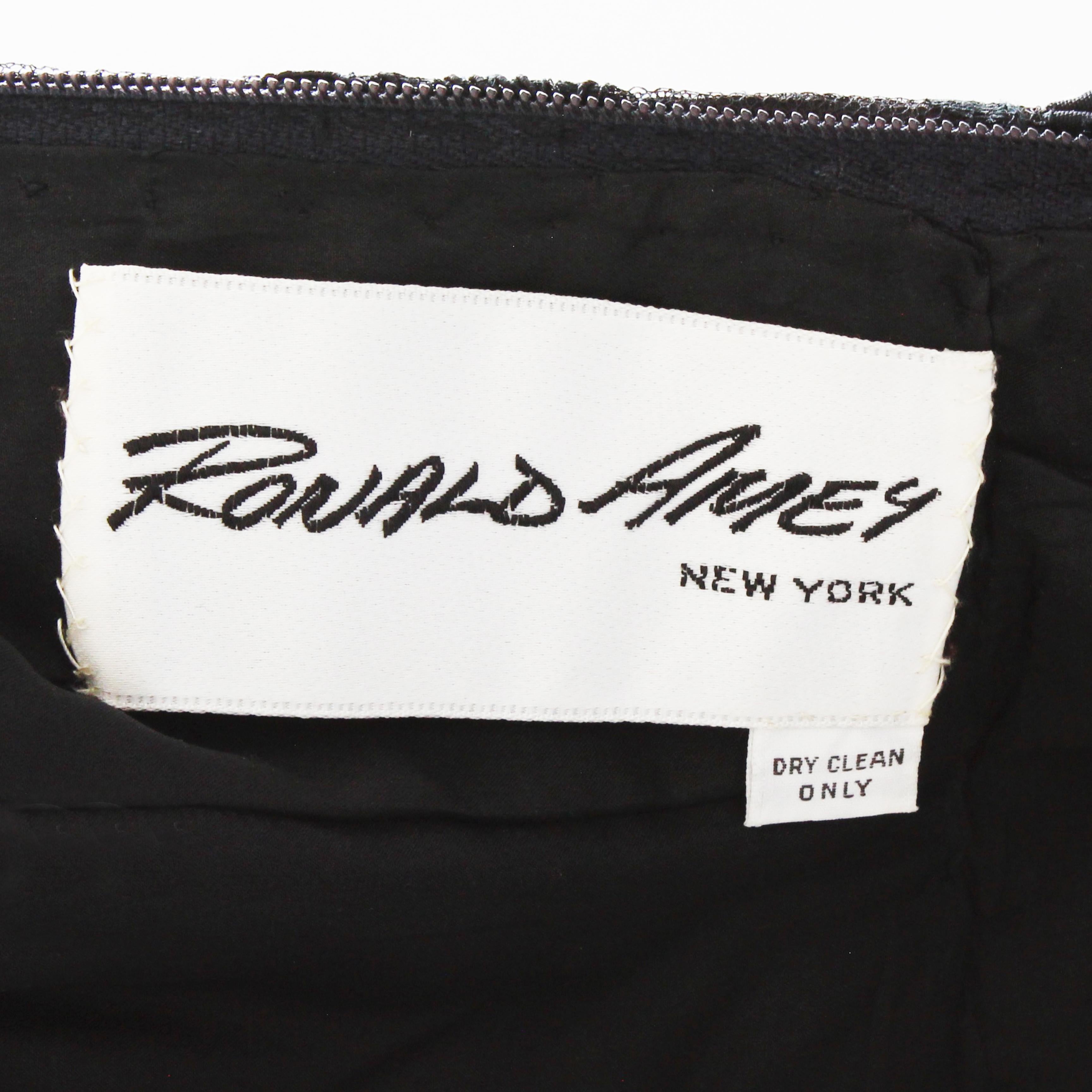 Ronald Amey Evening Gown Robe de soirée en dentelle noire et taffetas de soie Vintage 70s en vente 5