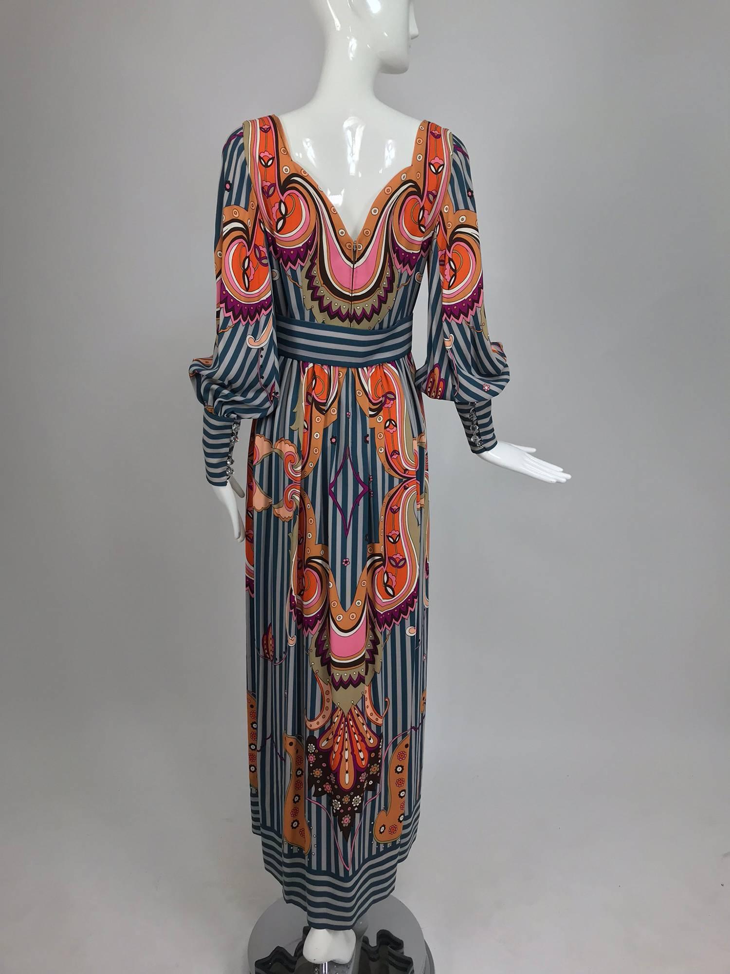 Women's Ronald Amey Mod Print Silk Maxi Dress  1970s