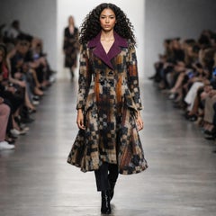 Ronald Amey Mohair Wool Coat with Pleated Silk Collar Abstract Vintage Couture