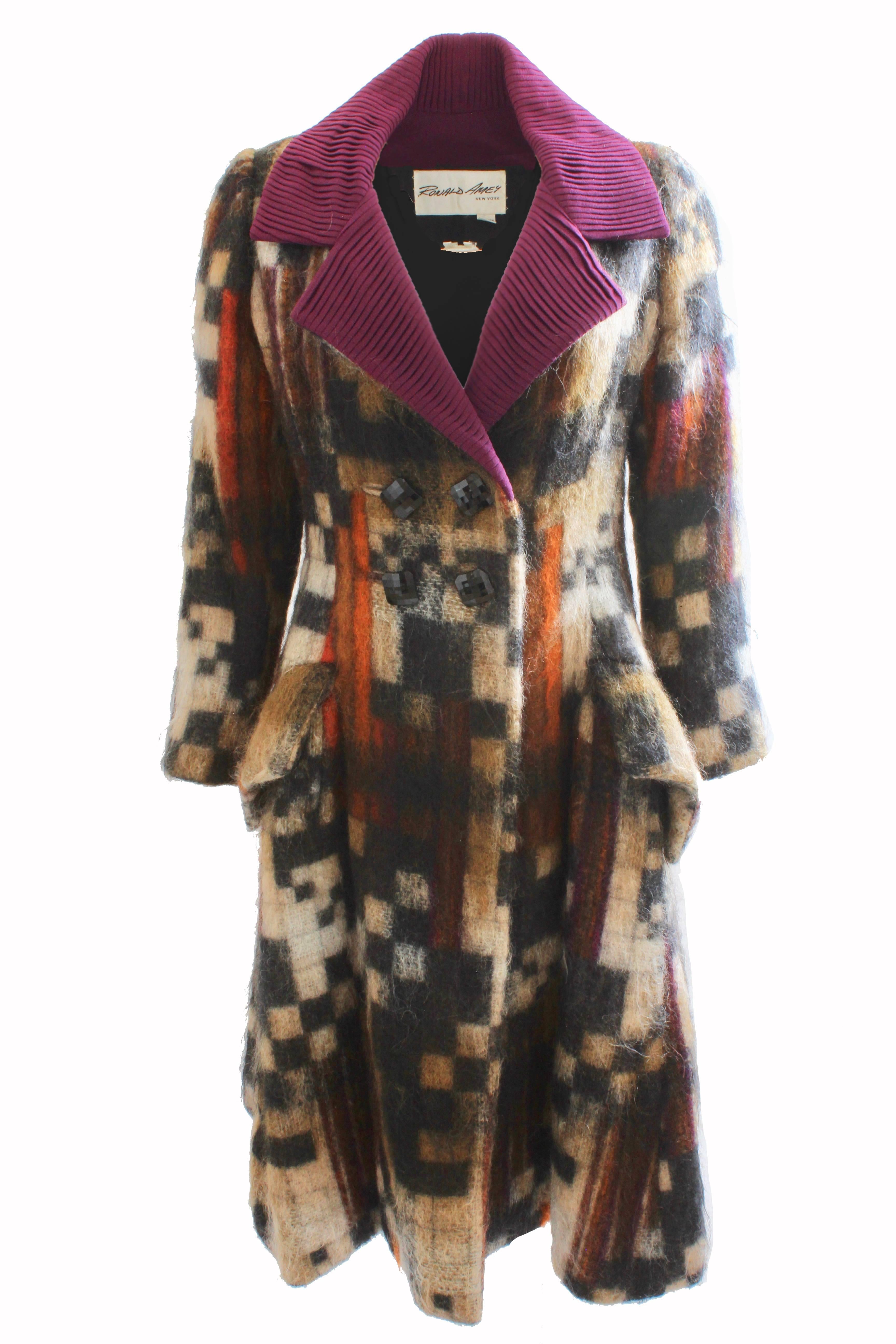 Here's an incredibly rare and absolutely GORGEOUS vintage coat from Ronald Amey, with fabric attributed to Tzaims Luksus, who launched his own wool and silk textile and design studio in the mid 1960s. We emailed the Tzaims Luksus archive and while