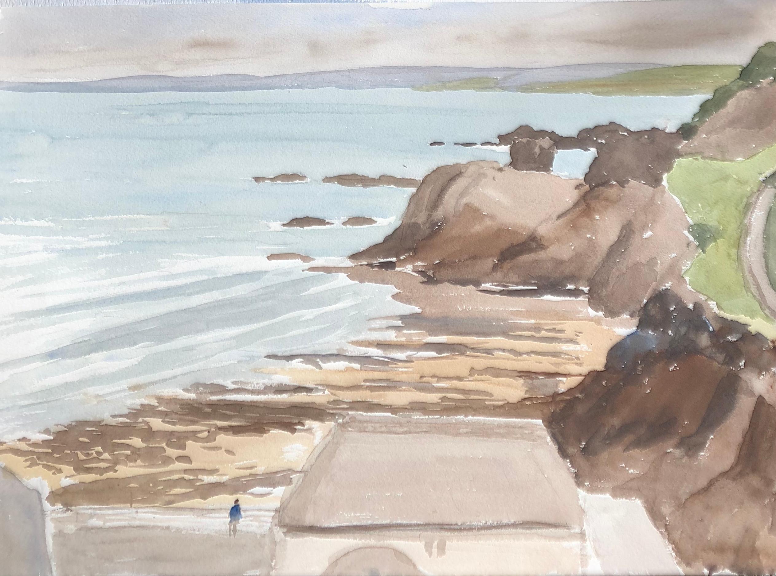 Ronald Birch Landscape Painting - Coastal scene, original British watercolour painting