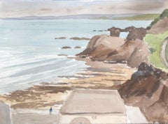 Coastal scene, original British watercolour painting