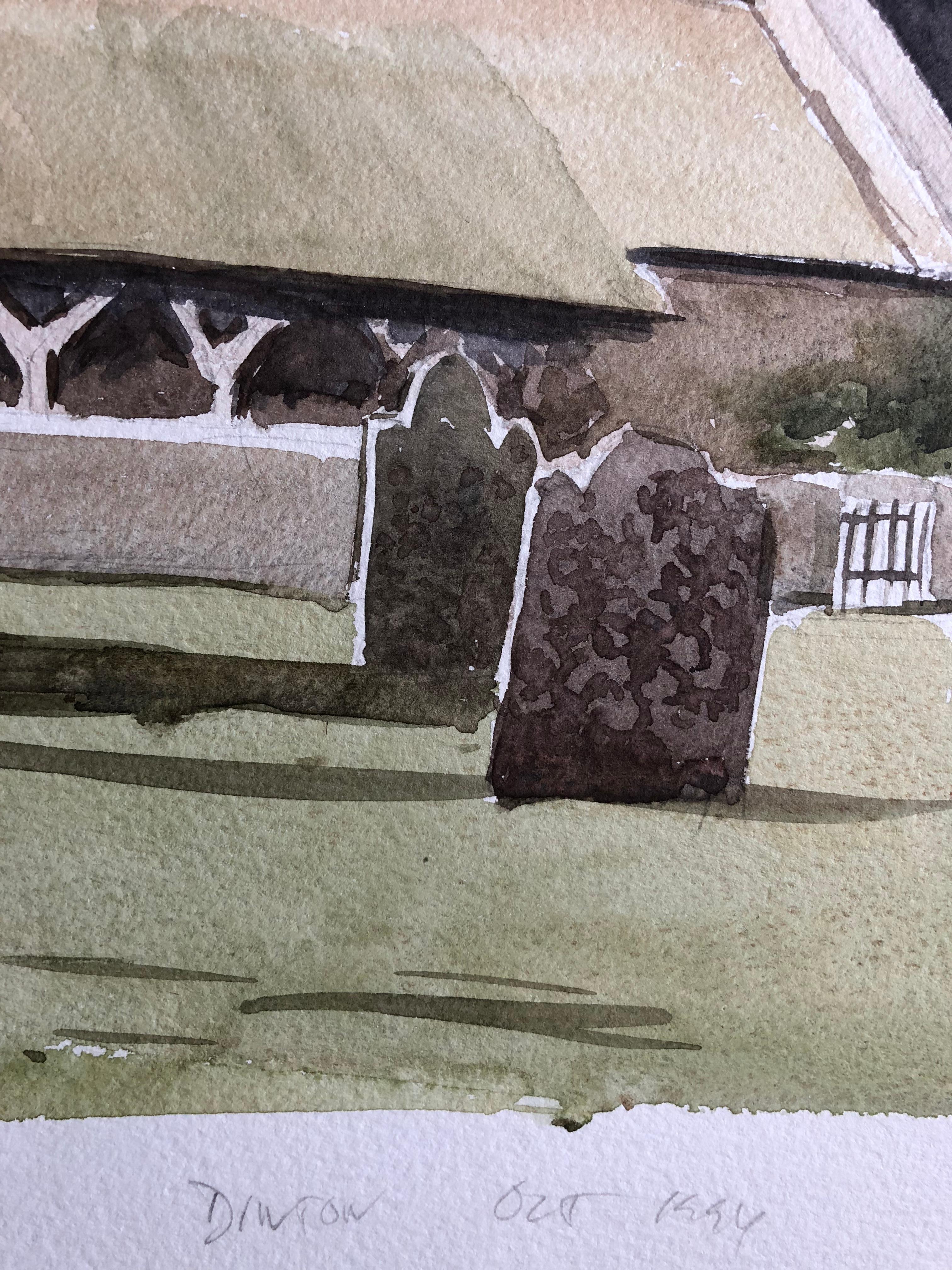 Dinton Cemetary, original British watercolour painting - Painting by Ronald Birch