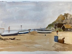 Dunwich Beach Suffolk signed original British watercolour painting