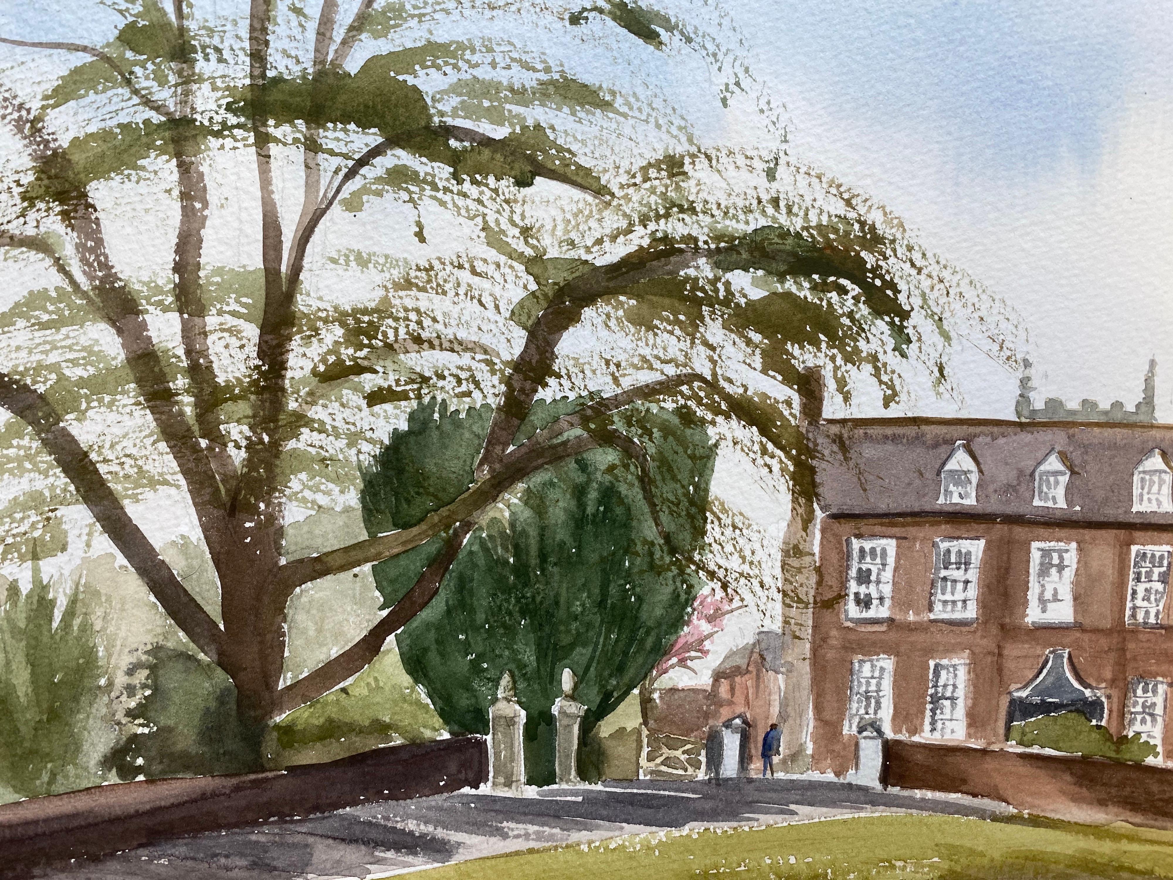 English Town Country House, signed original British watercolour painting - Painting by Ronald Birch