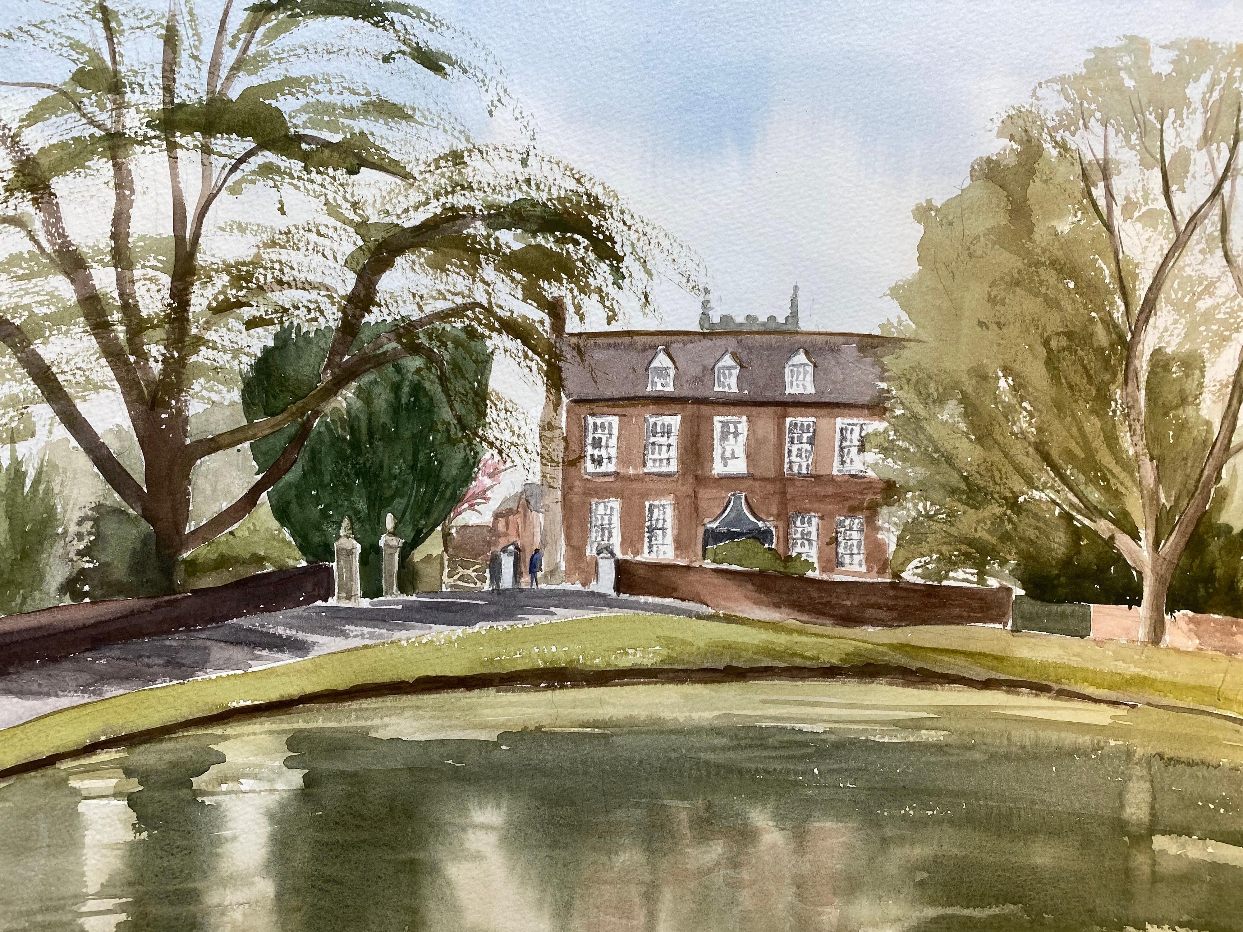 Ronald Birch Landscape Painting - English Town Country House, signed original British watercolour painting