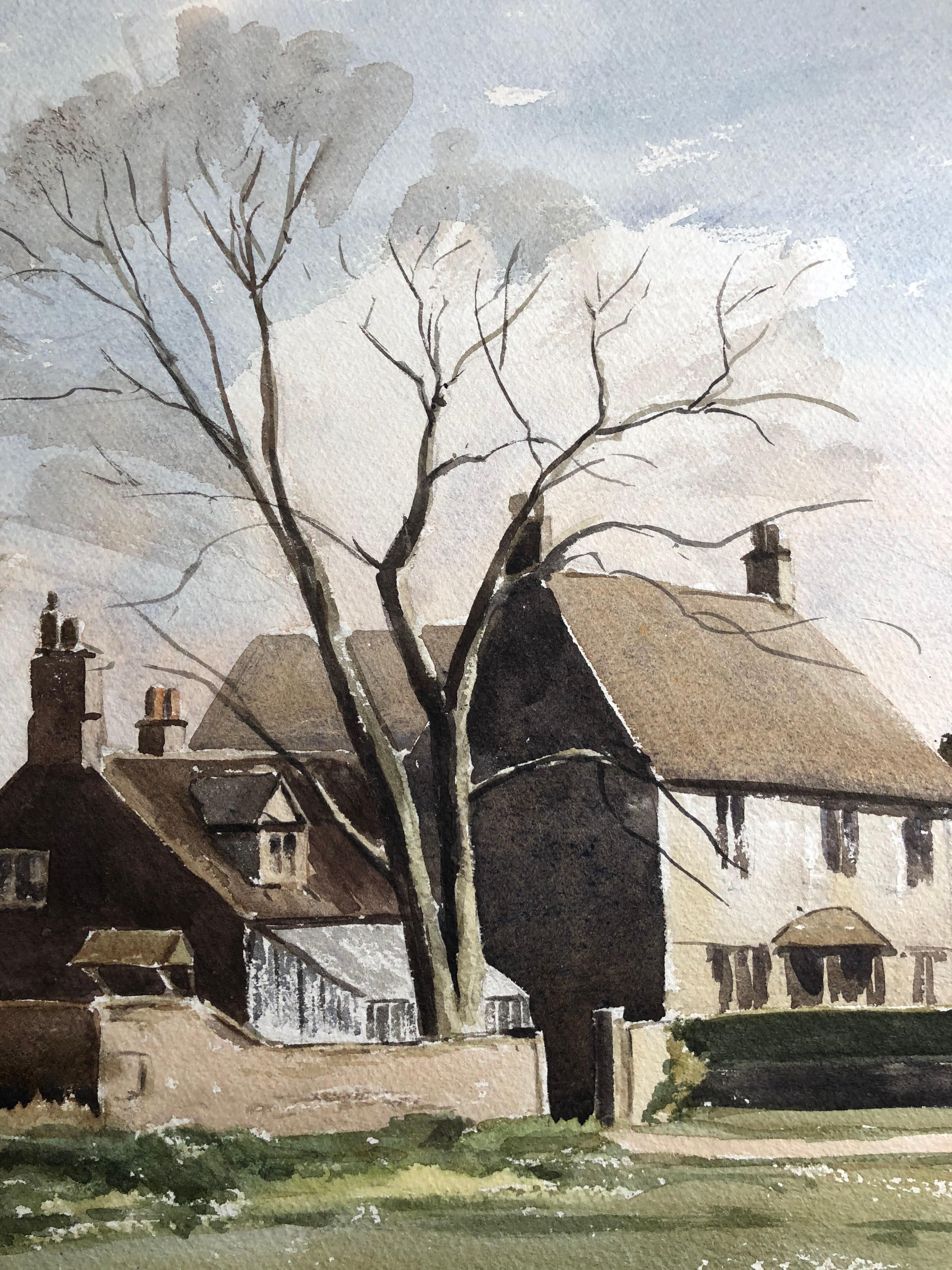 English Village, original British watercolour painting - Painting by Ronald Birch