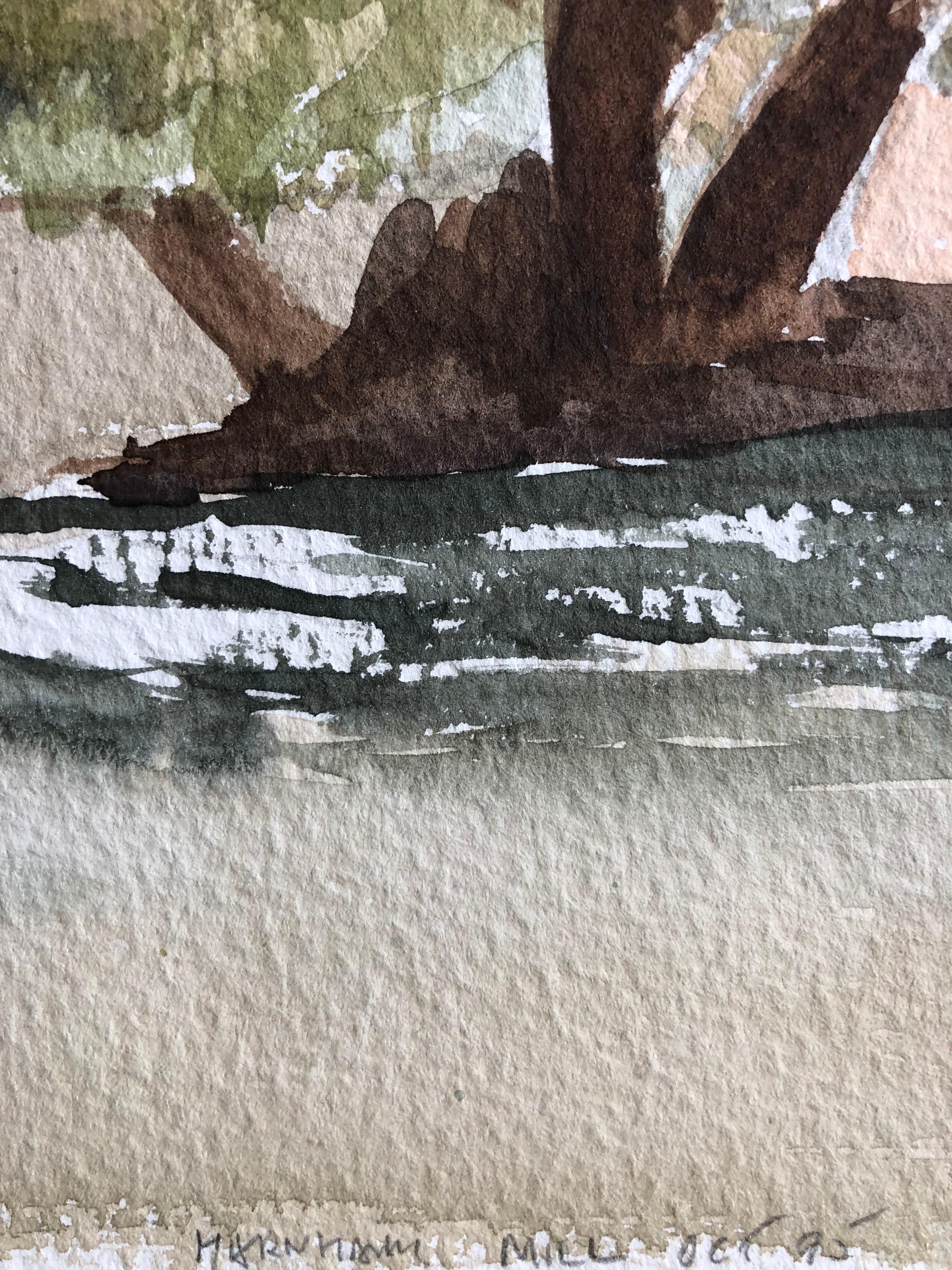 Harnham Mill, acuarela original británica - Painting de Ronald Birch