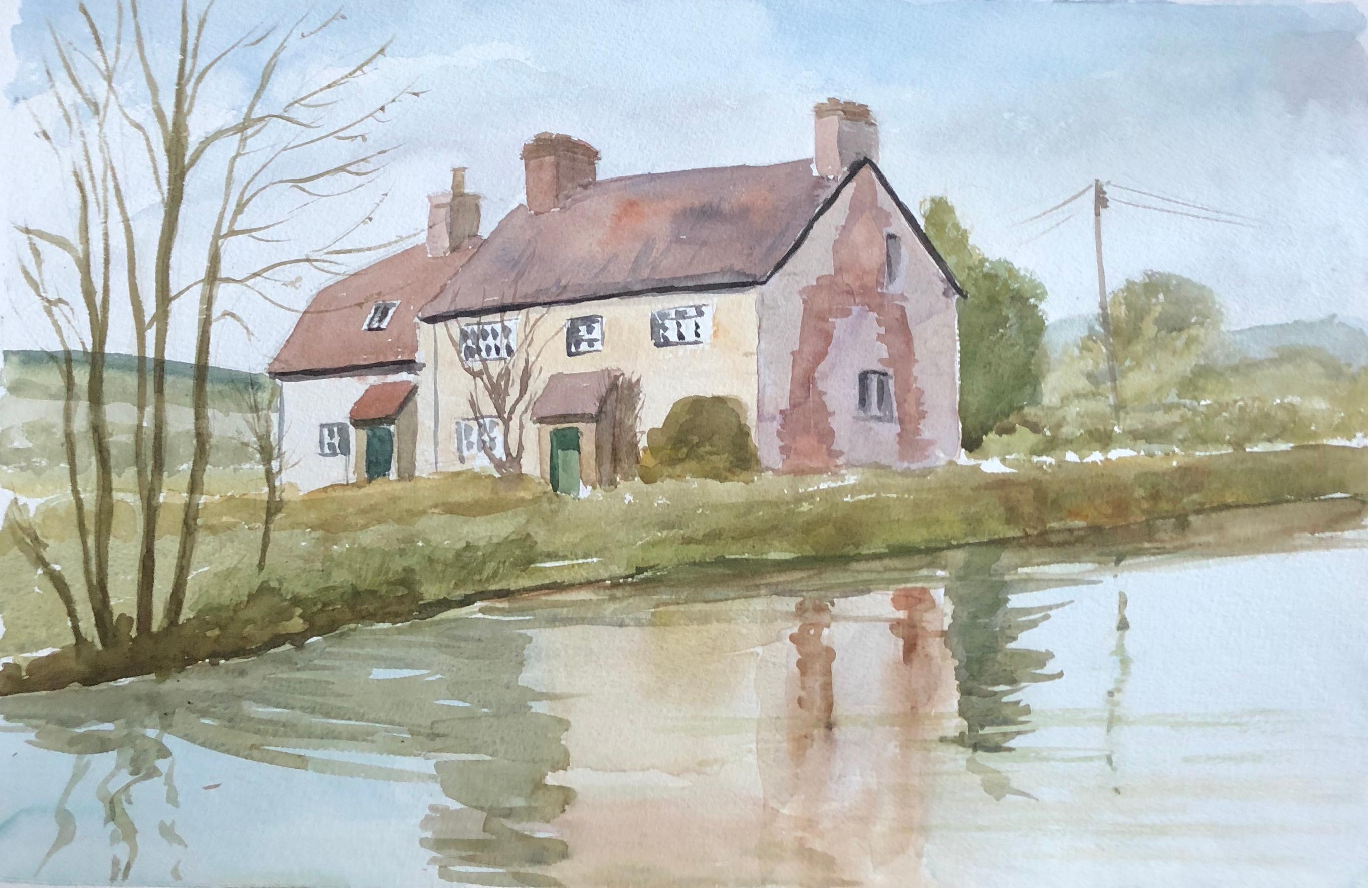 Landscape Painting di Ronald Birch - Honey Street, acquerello originale britannico