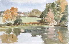 Lake in Dinton, original British watercolour painting