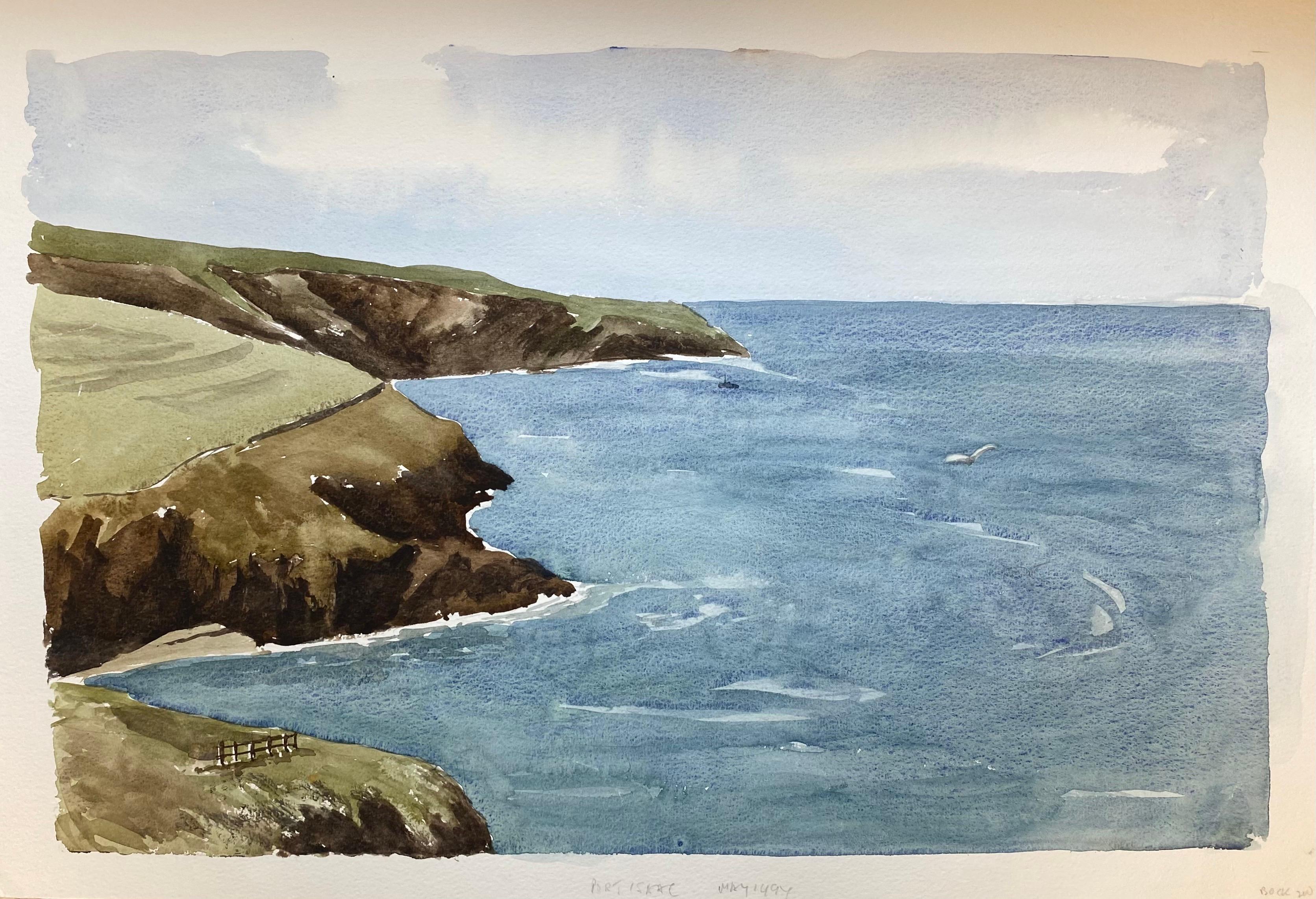 Ronald Birch Landscape Painting - Port Isaac Cornwall, original British watercolour painting