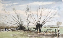 River Tree Scene, original British watercolour painting