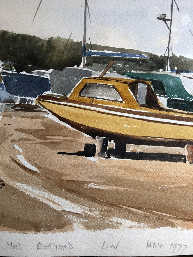 Ronald Birch River Yar Boatyard, original British watercolour