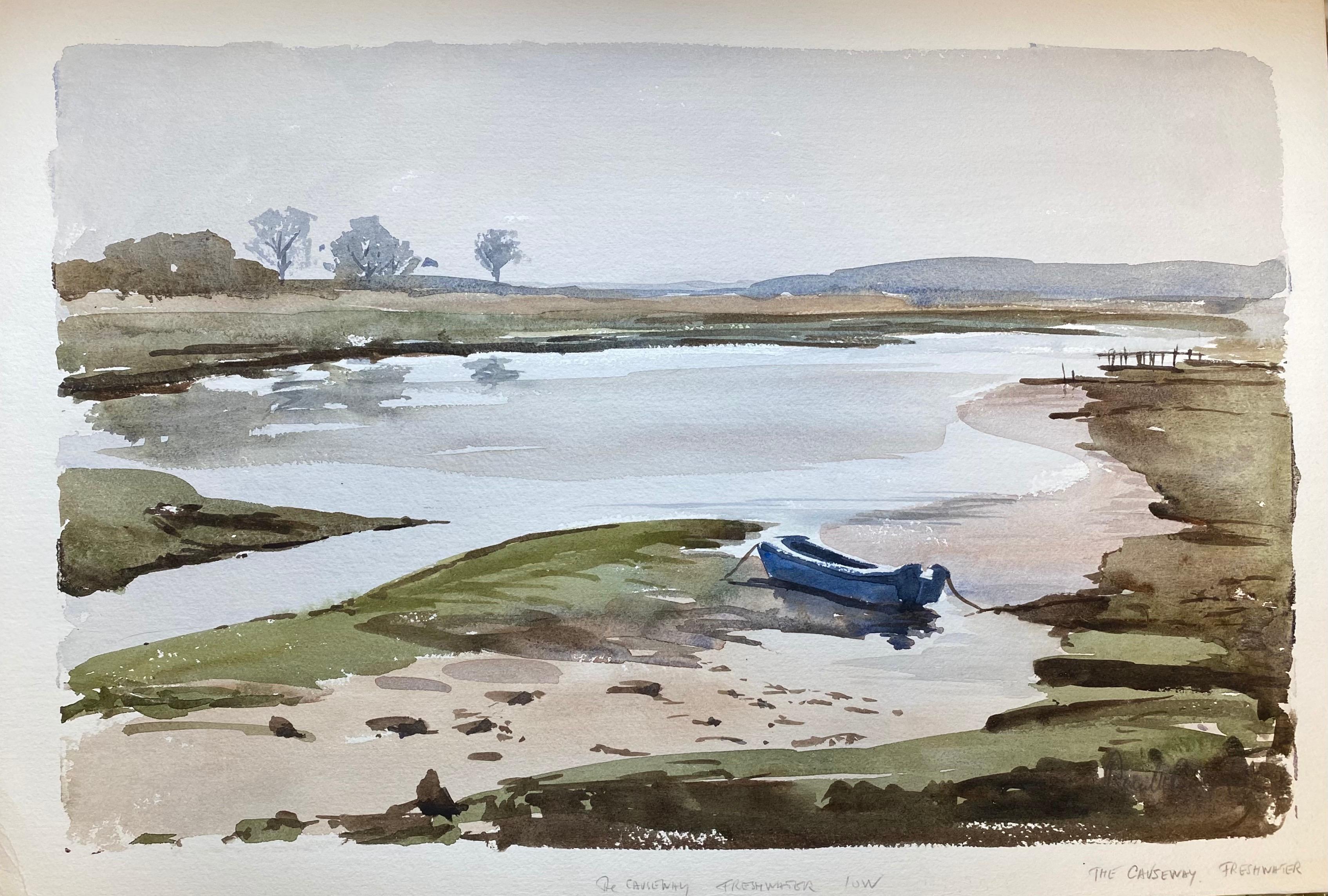 Ronald Birch Landscape Painting - The Causeway Fresh Water, signed original British watercolour painting
