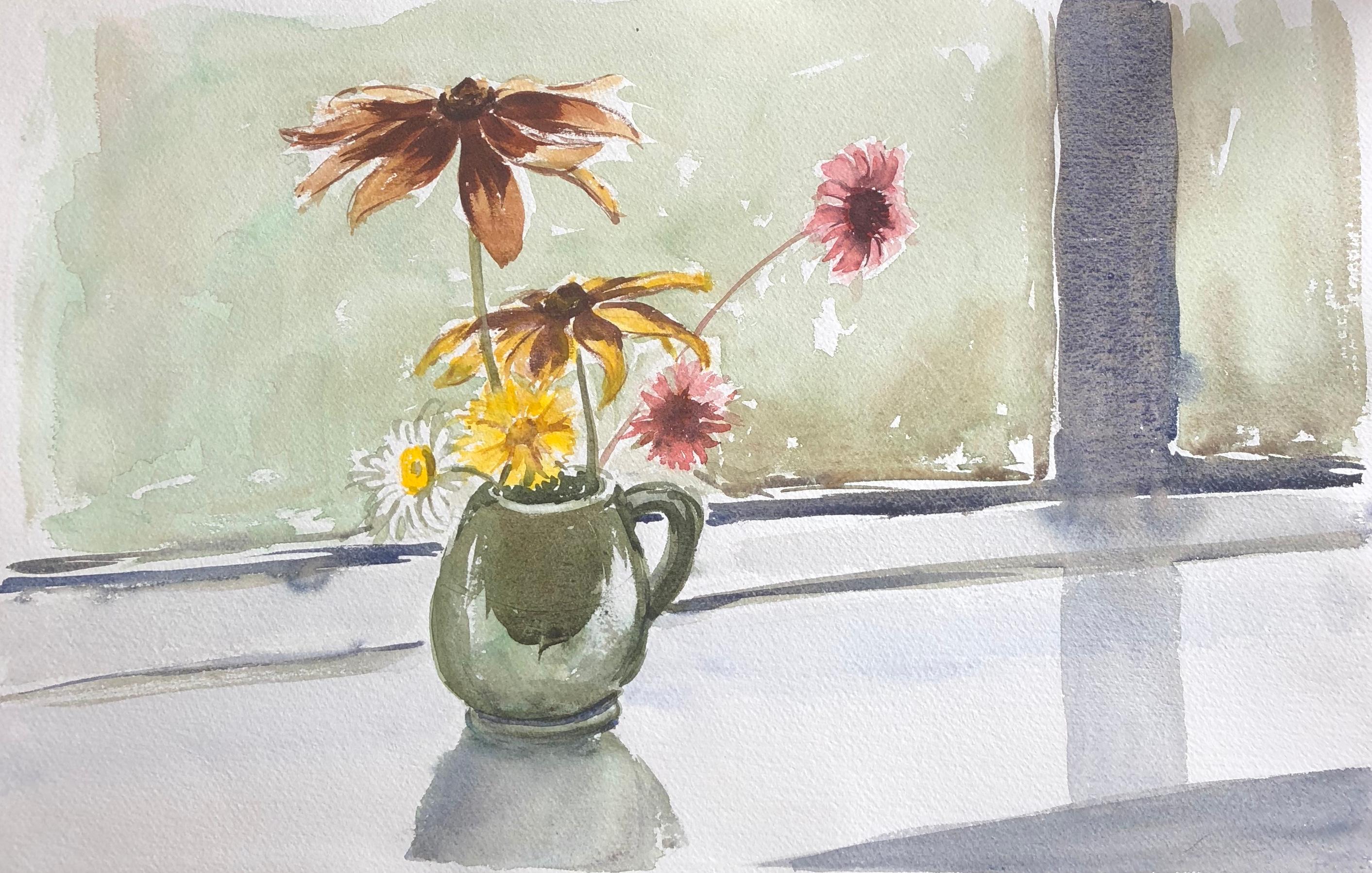 Ronald Birch Landscape Painting - Vase of Flowers, original British watercolour painting