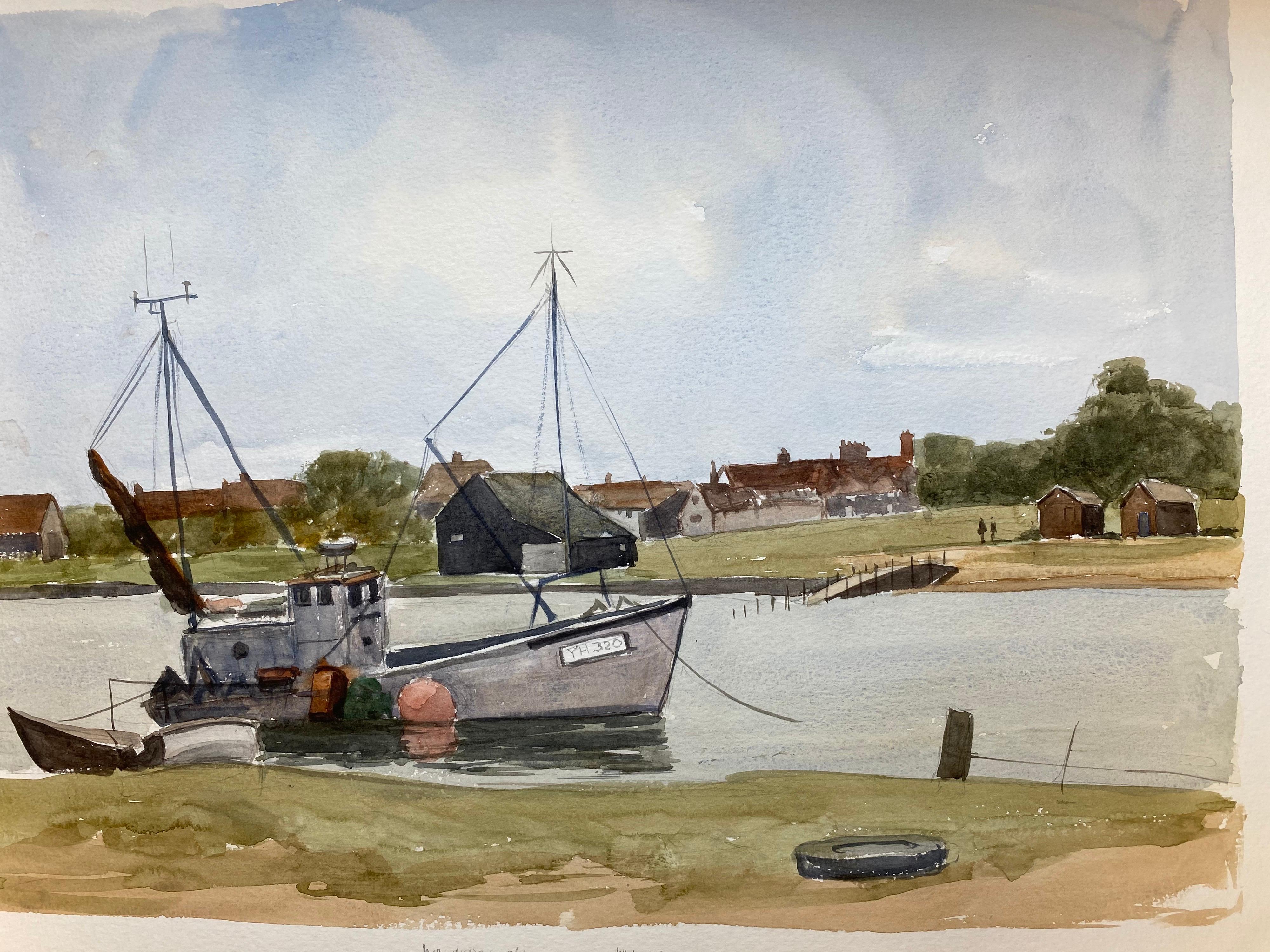 Walbeswick, Suffolk original British watercolour painting River Estuary - Painting by Ronald Birch