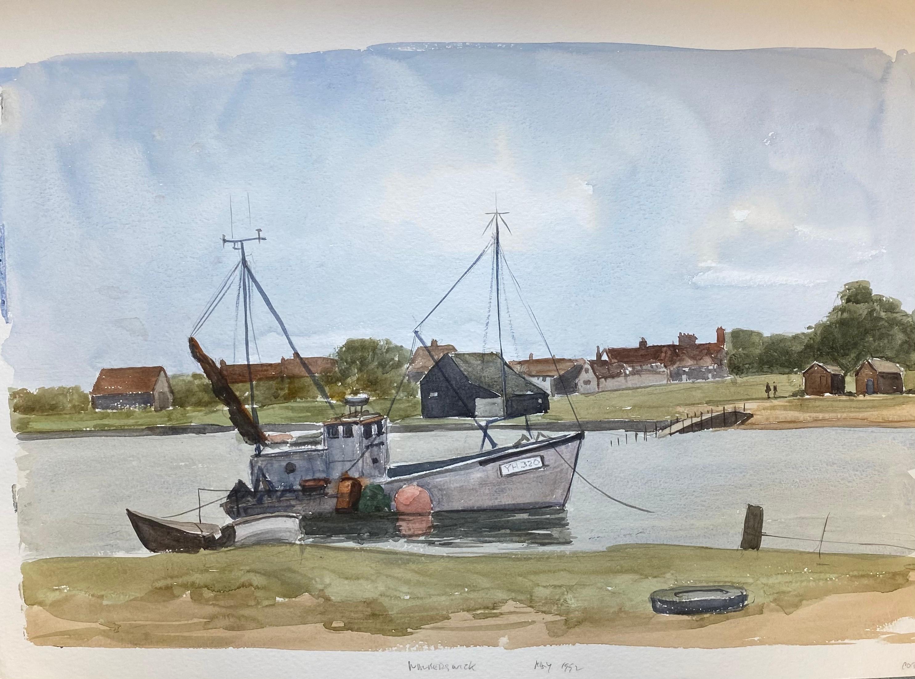 Ronald Birch Landscape Painting - Walbeswick, Suffolk original British watercolour painting River Estuary