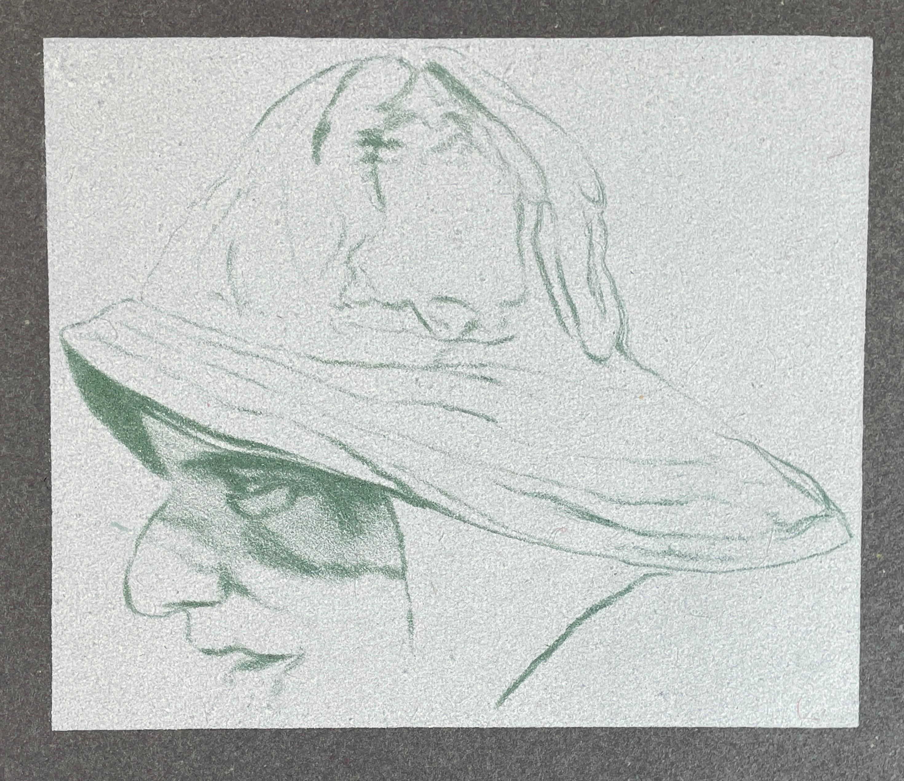 Cap'n A.B Dick (A) gray fisherman portrait sou'wester hat R.B. Kitaj lithograph