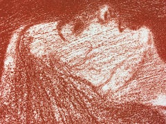 R.B. Kitaj Orgasm: drawing of woman in ecstasy with pale pink and clay red