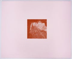 R.B. Kitaj Orgasm: drawing of woman in ecstasy with pale pink and clay red 