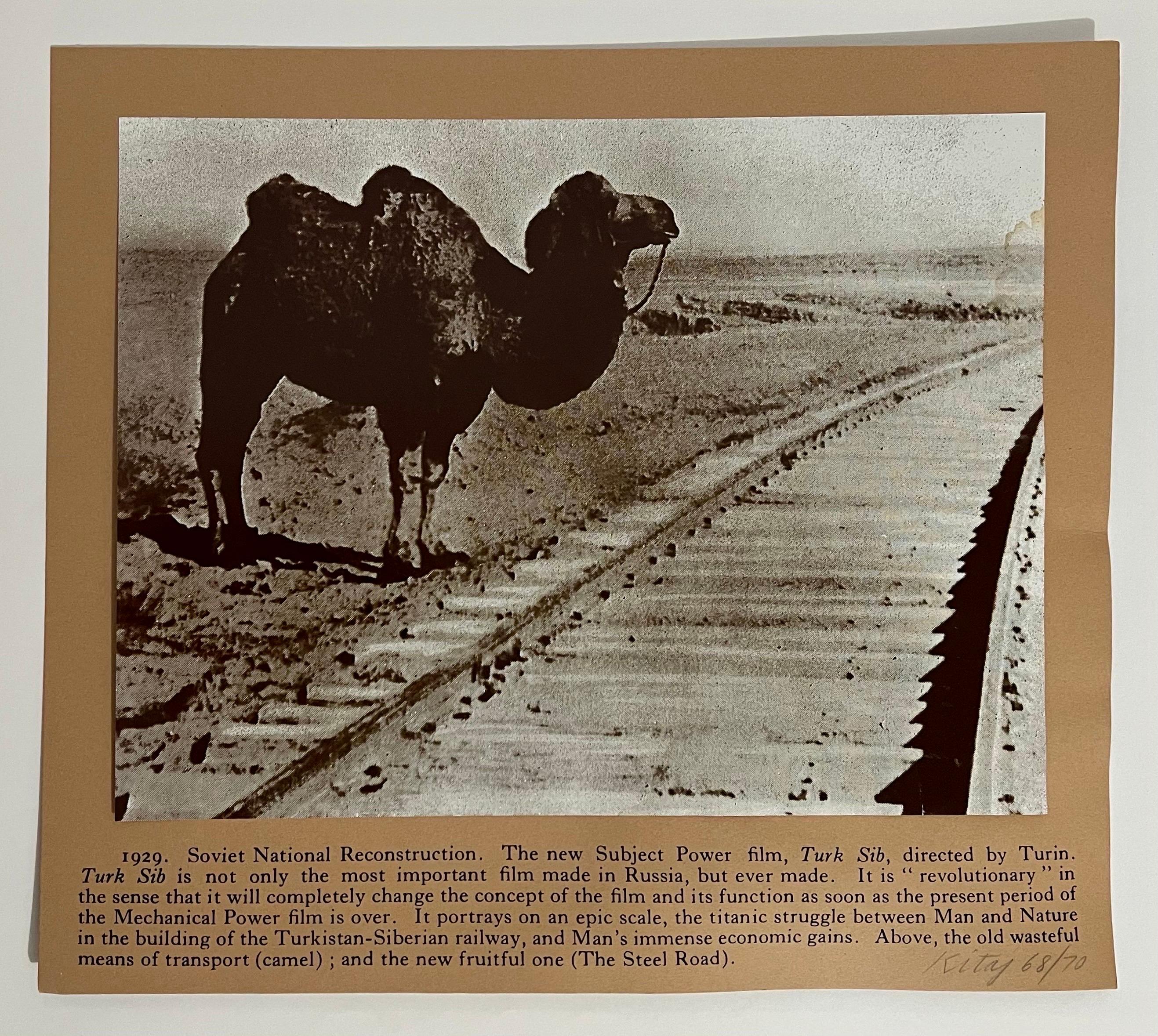 R.B. Kitaj Siebdruck-Collage, handsignierter britischer Pop-Art-Film Still Kamel  (Braun), Figurative Print, von Ronald Brooks Kitaj