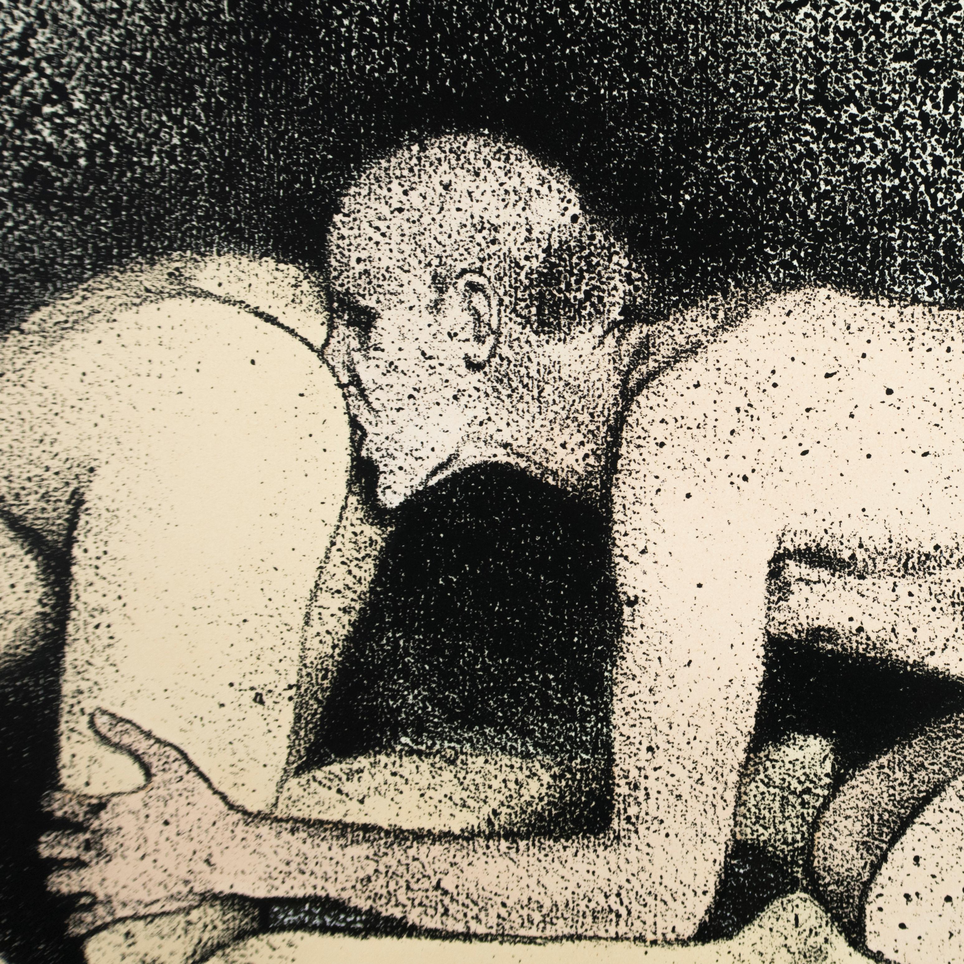 Some do not (A) R.B. Kitaj erotic nude drawing of nude blonde with man on bed For Sale 2