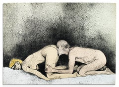 Einige haben nicht (A) R.B. Kitaj erotische nackte Zeichnung eines nackten blonden Mannes auf dem Bett