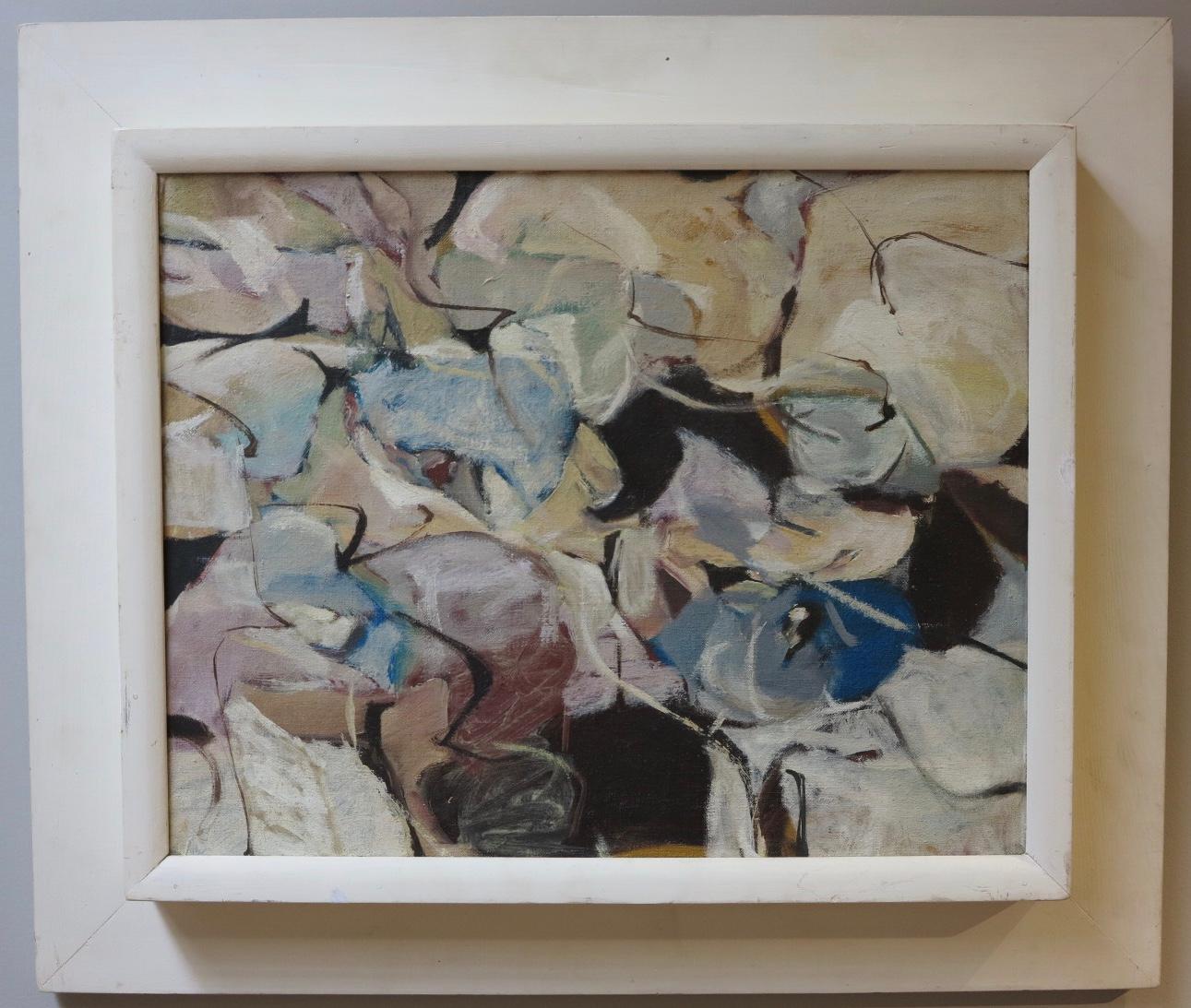 Untitled - Gray Abstract Painting by Ronald Carvell Meaux