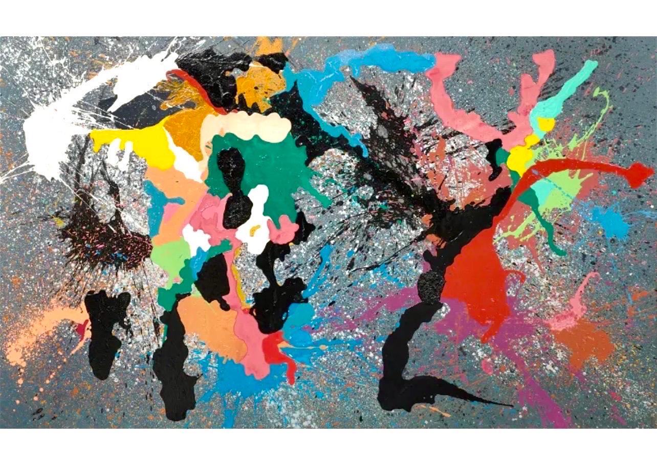 Large Color California Abstract Expressionist Copolymer Vinyl Painting Ron Davis For Sale 1