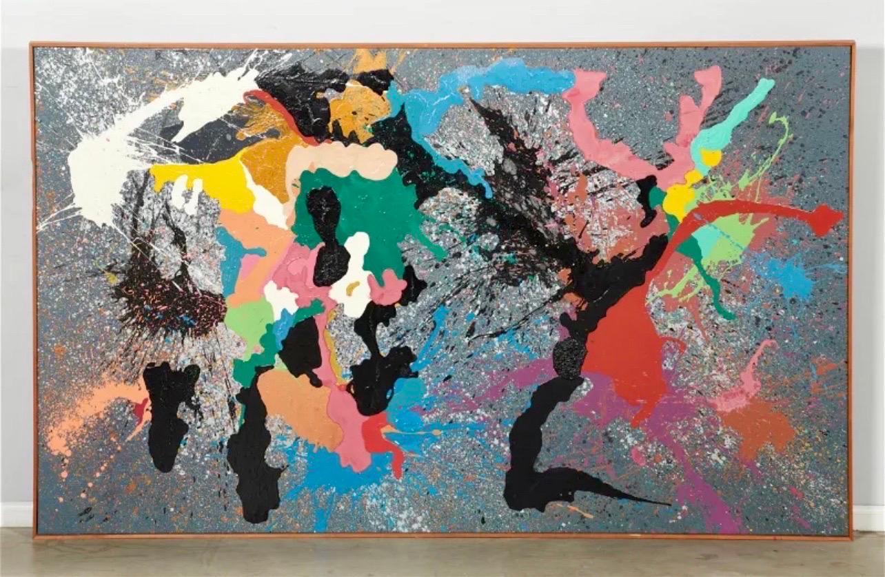 Large Color California Abstract Expressionist Copolymer Vinyl Painting Ron Davis