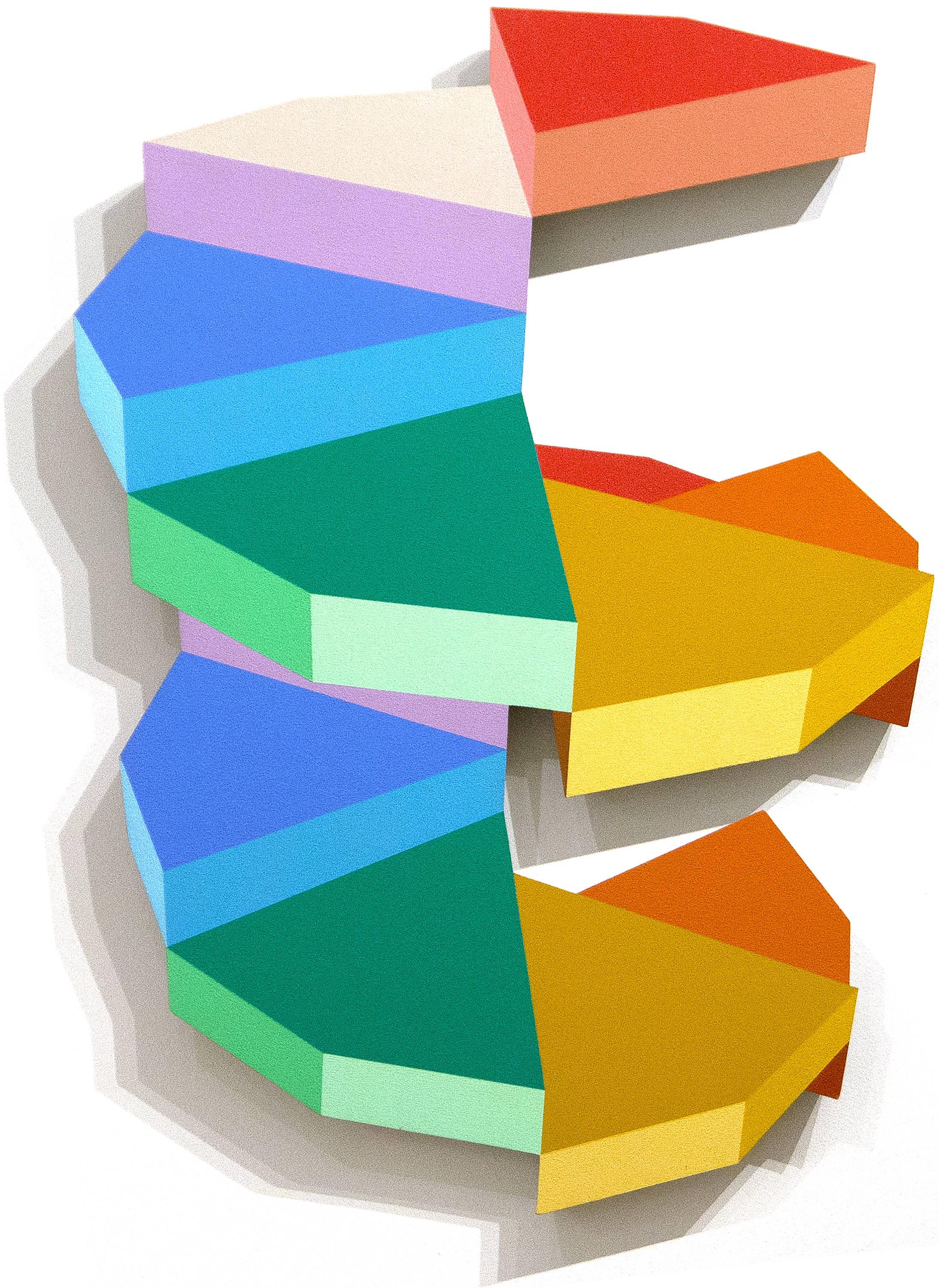 Ronald Davis Abstract Painting - Twelve Step Roto (Ray Trace Shape Series)