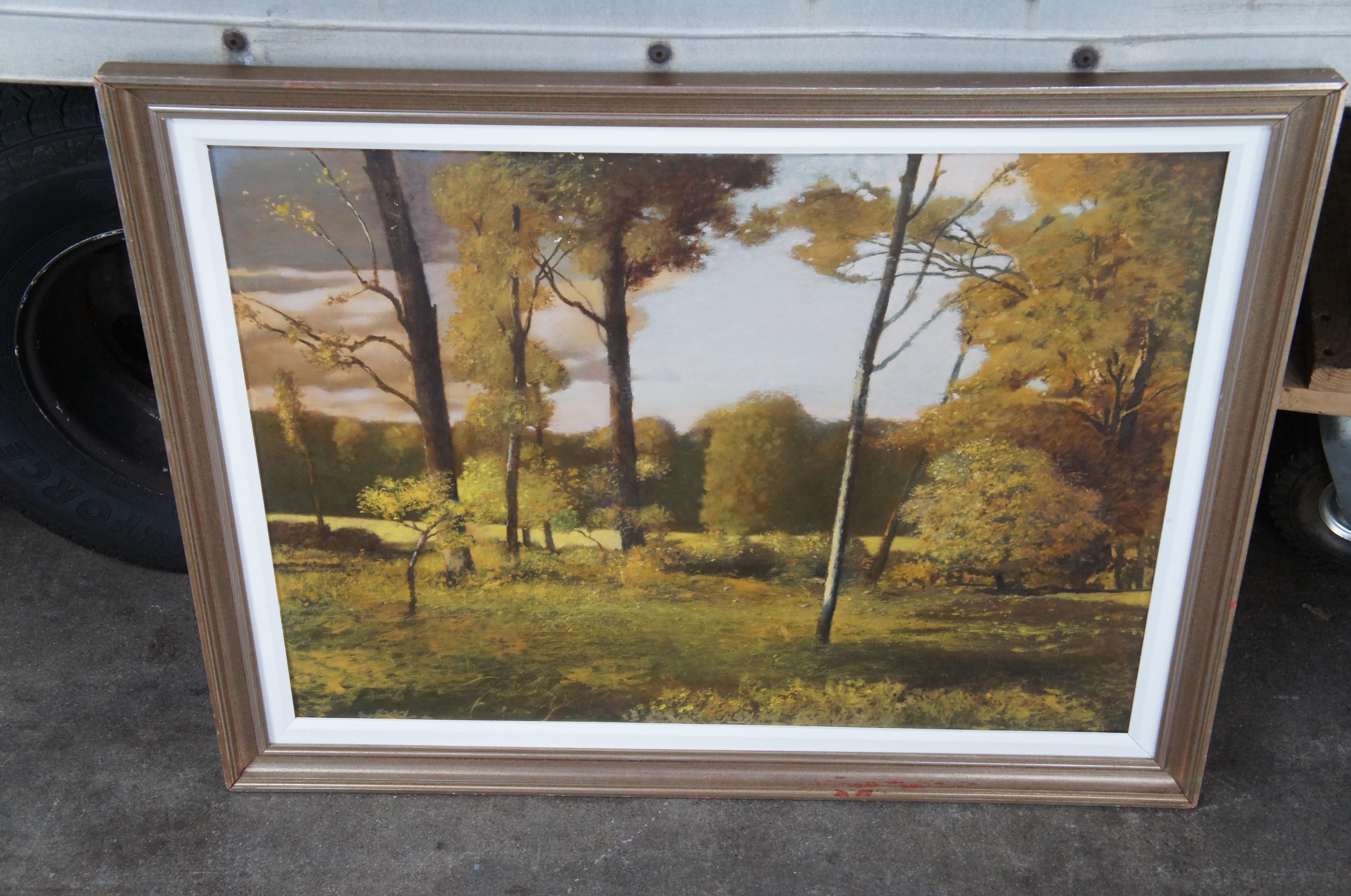 Ronald E. Renmark Forest Trees Field Landscape Oil Painting on Canvas In Good Condition For Sale In Dayton, OH