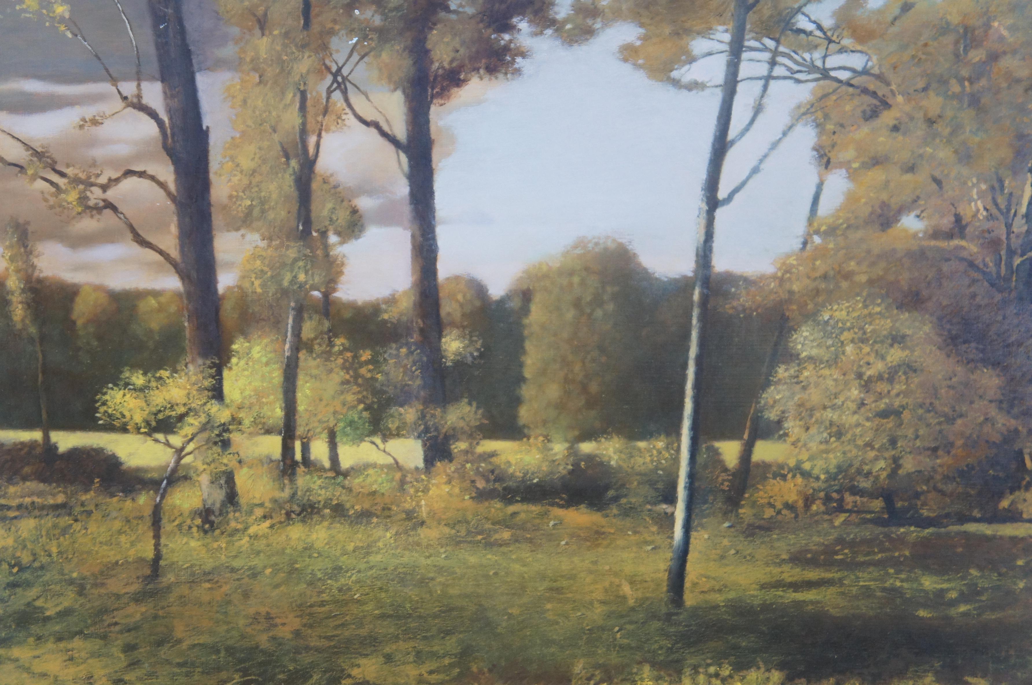 20th Century Ronald E. Renmark Forest Trees Field Landscape Oil Painting on Canvas For Sale