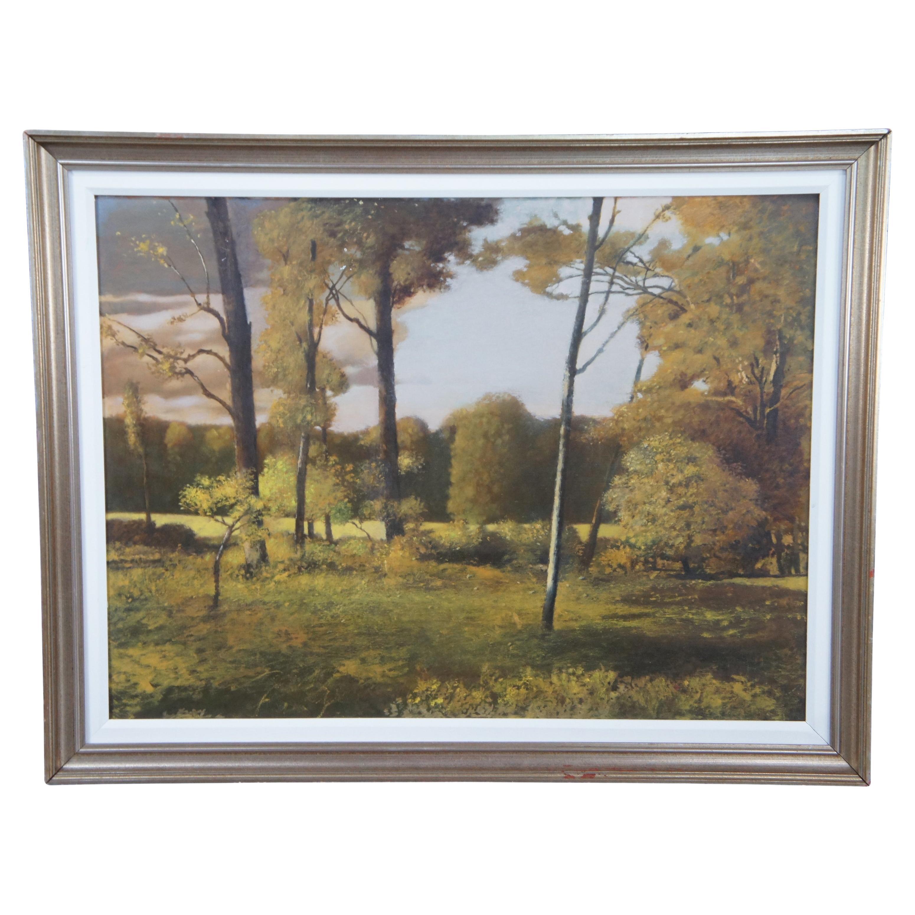 Ronald E. Renmark - Peinture à l'huile sur toile - Paysage de forêt avec arbres - 46"